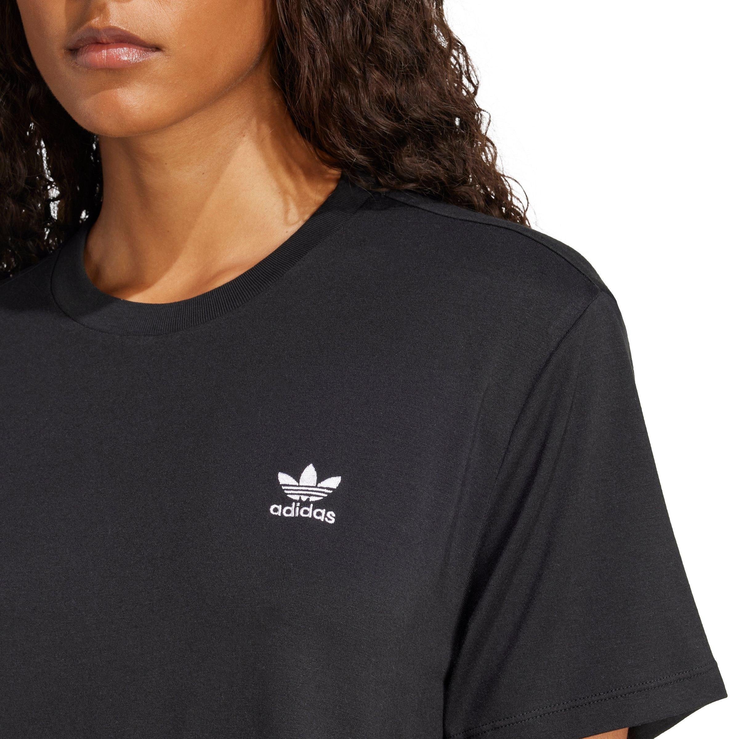 adidas Originals Women's Snake Trefoil Boxy Crop Tee - BLACK Thumbnail View 3