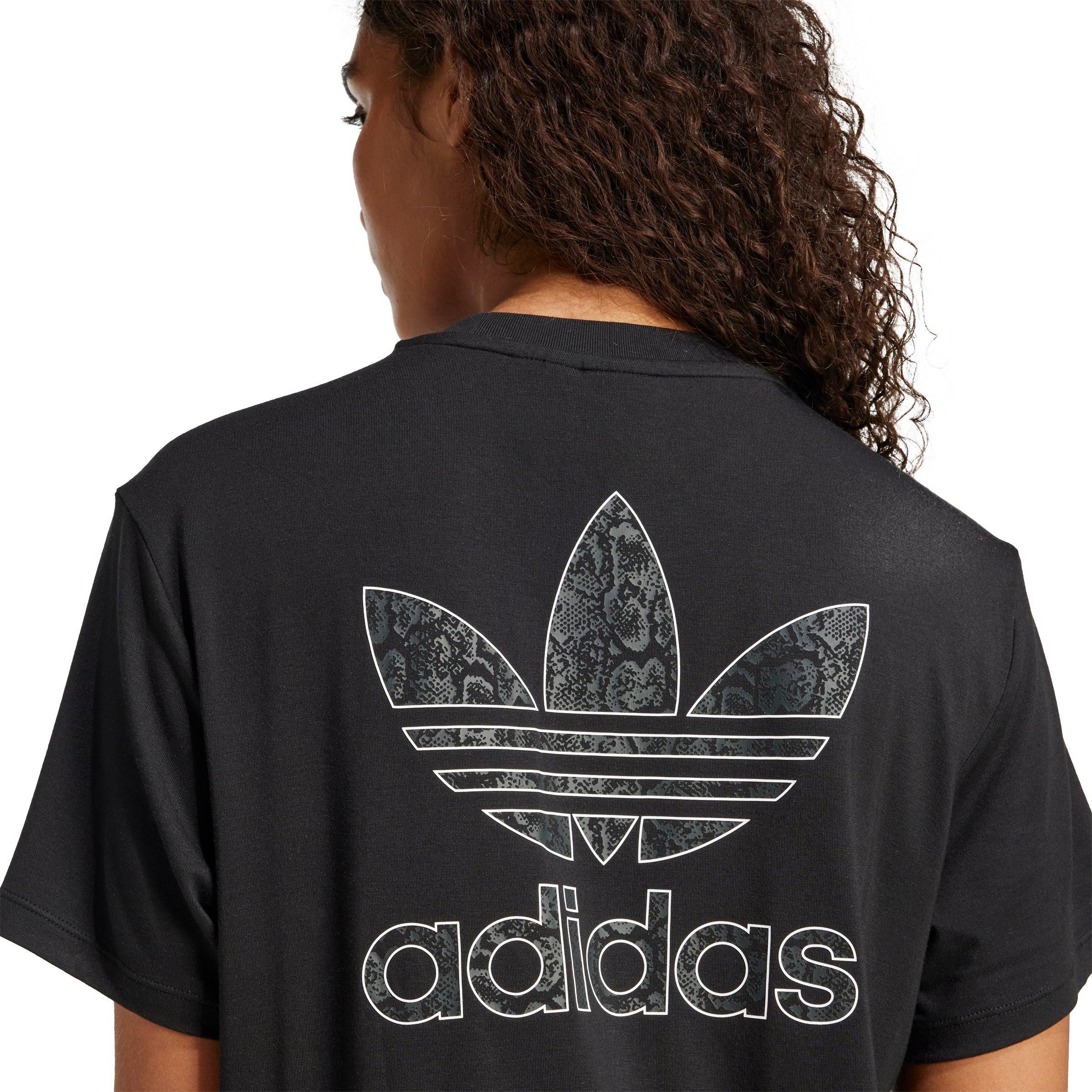 adidas Originals Women's Snake Trefoil Boxy Crop Tee - BLACK Thumbnail View 4