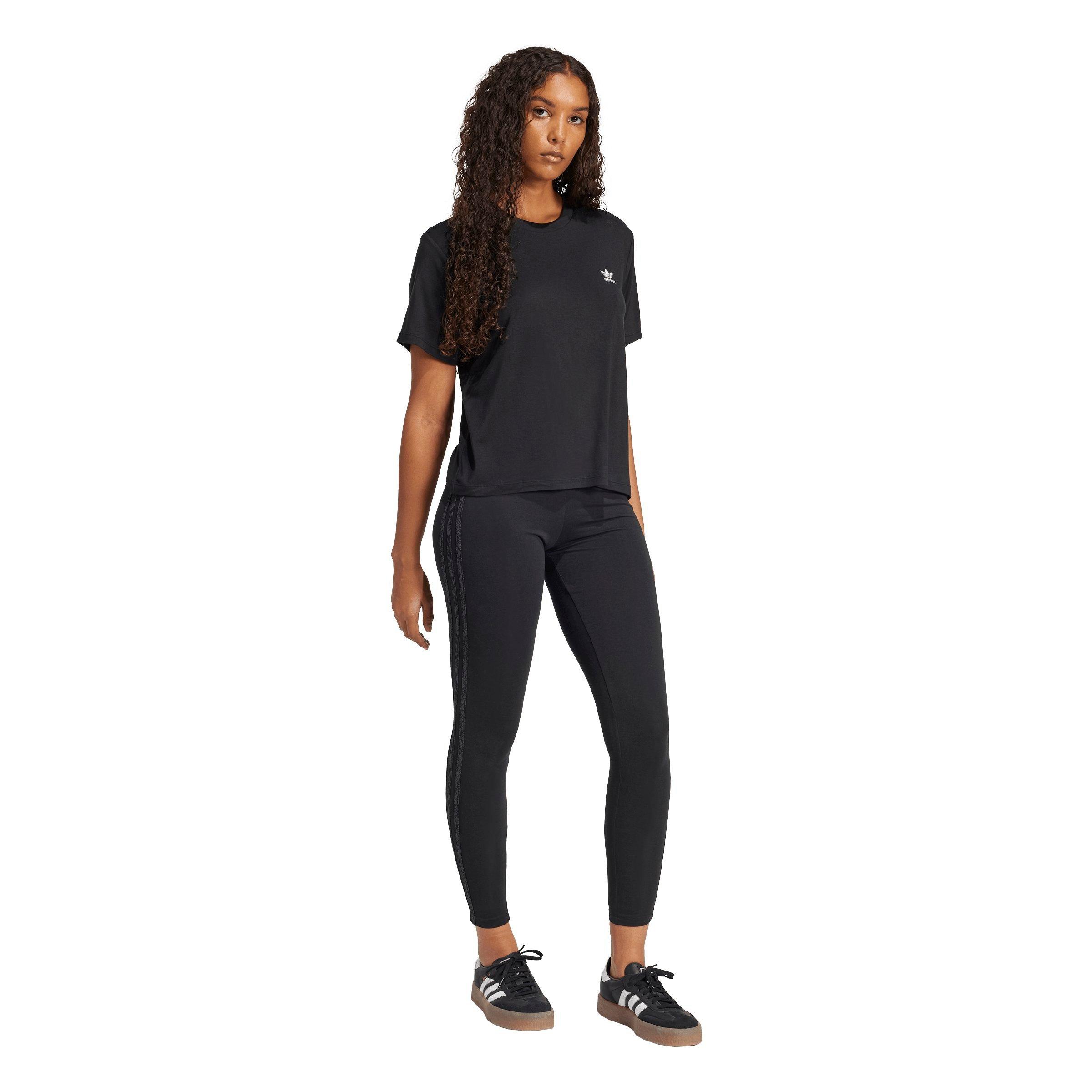 adidas Women's Snake Trefoil Boxy Crop Tee - BLACK Thumbnail View 5