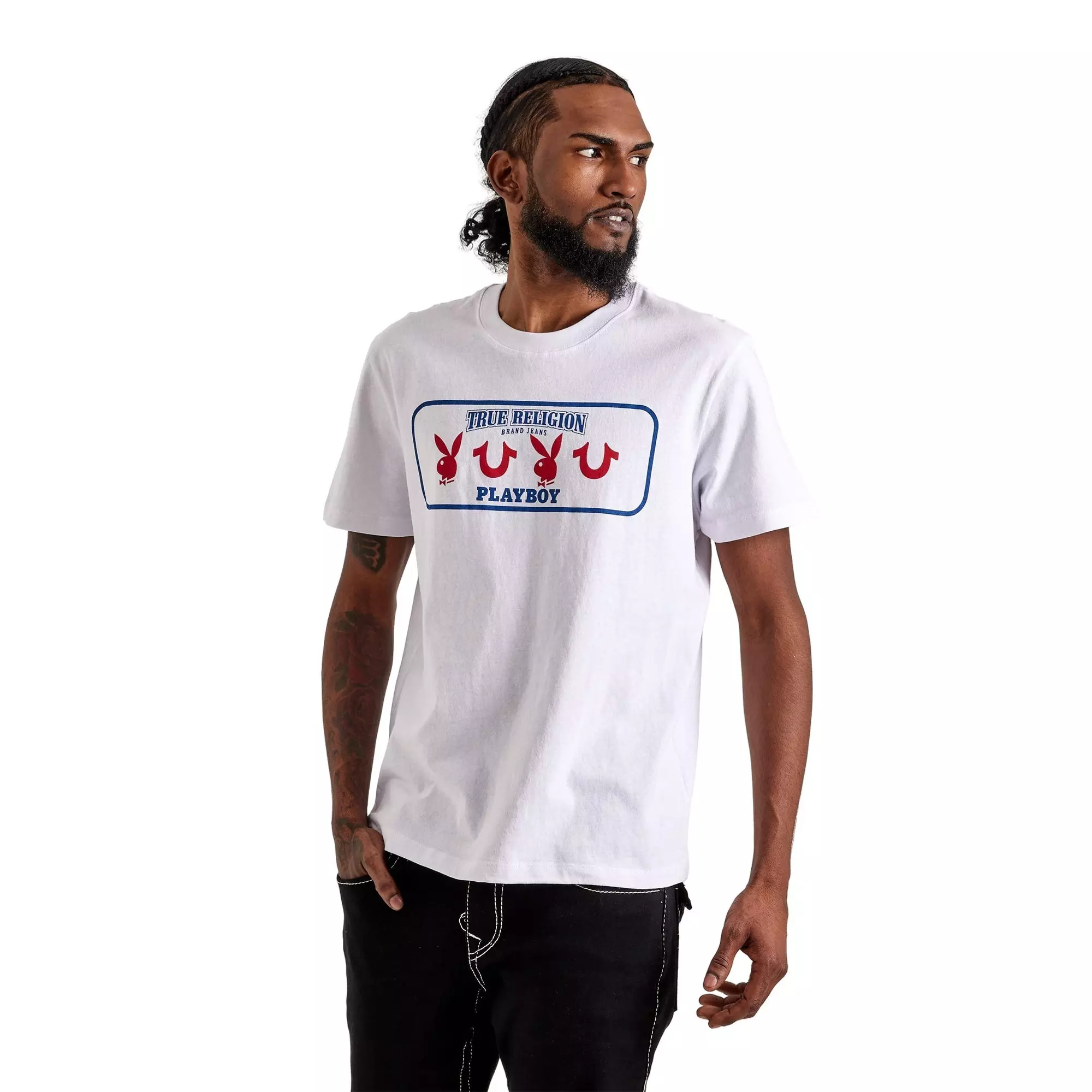 True Religion Men's Playboy Bunny Logo Tee - WHITE
