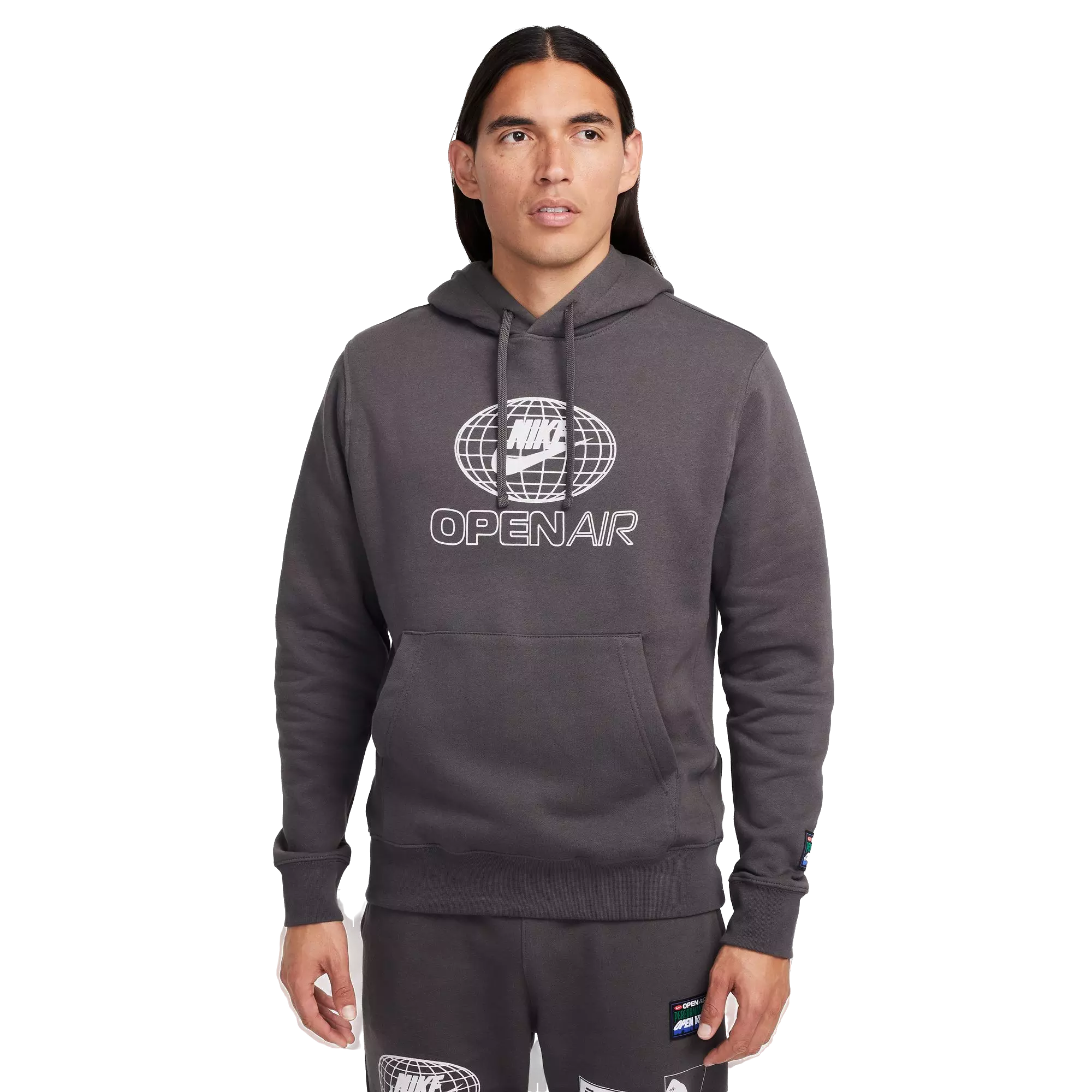 Nike Men's Sportswear Club Gel Open Air Pullover Hoodie - DK GREY