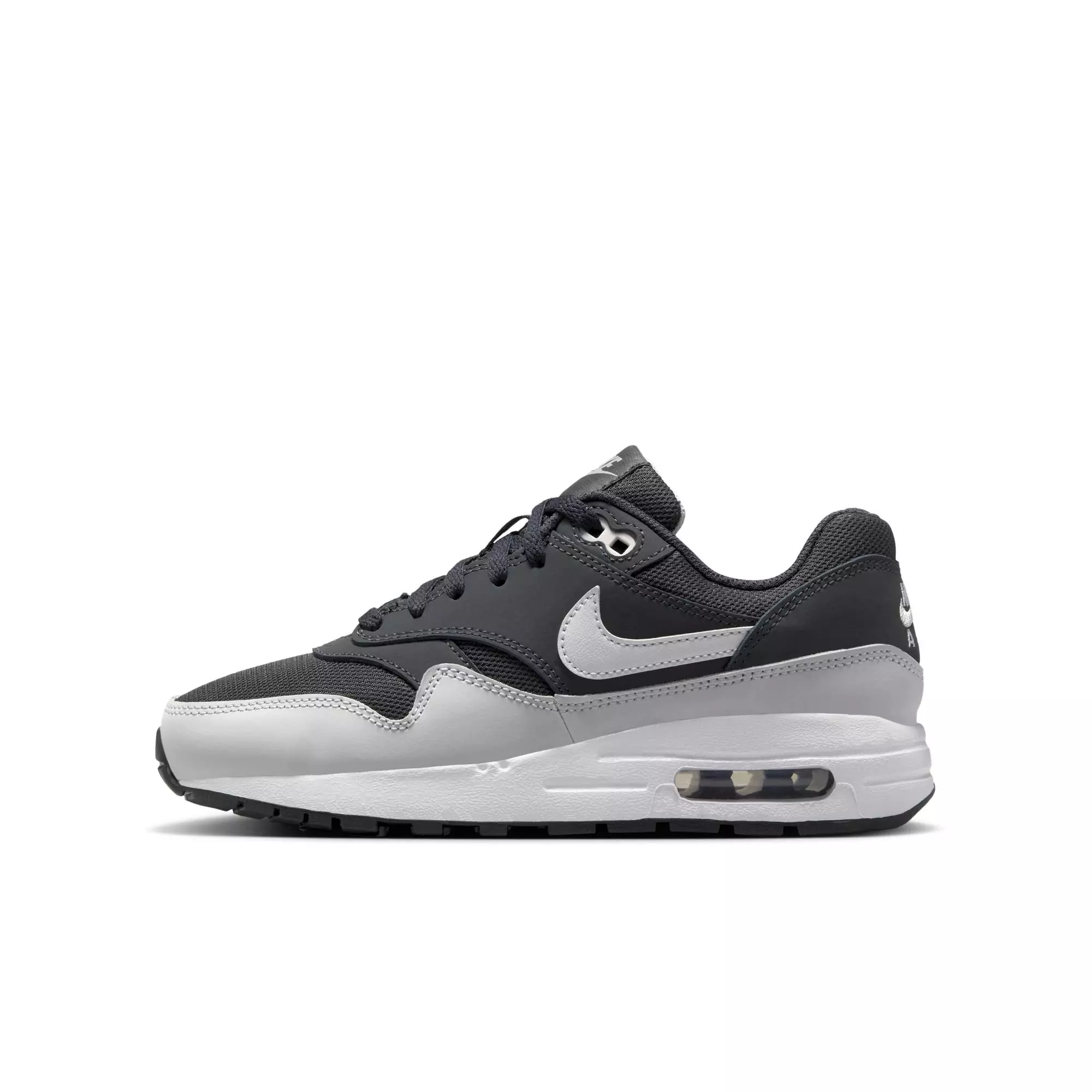 Nike Air Max 1 "Off Noir/Vast Grey/White/Black" Grade School Boys' Shoe - BLACK/GREY/WHITE