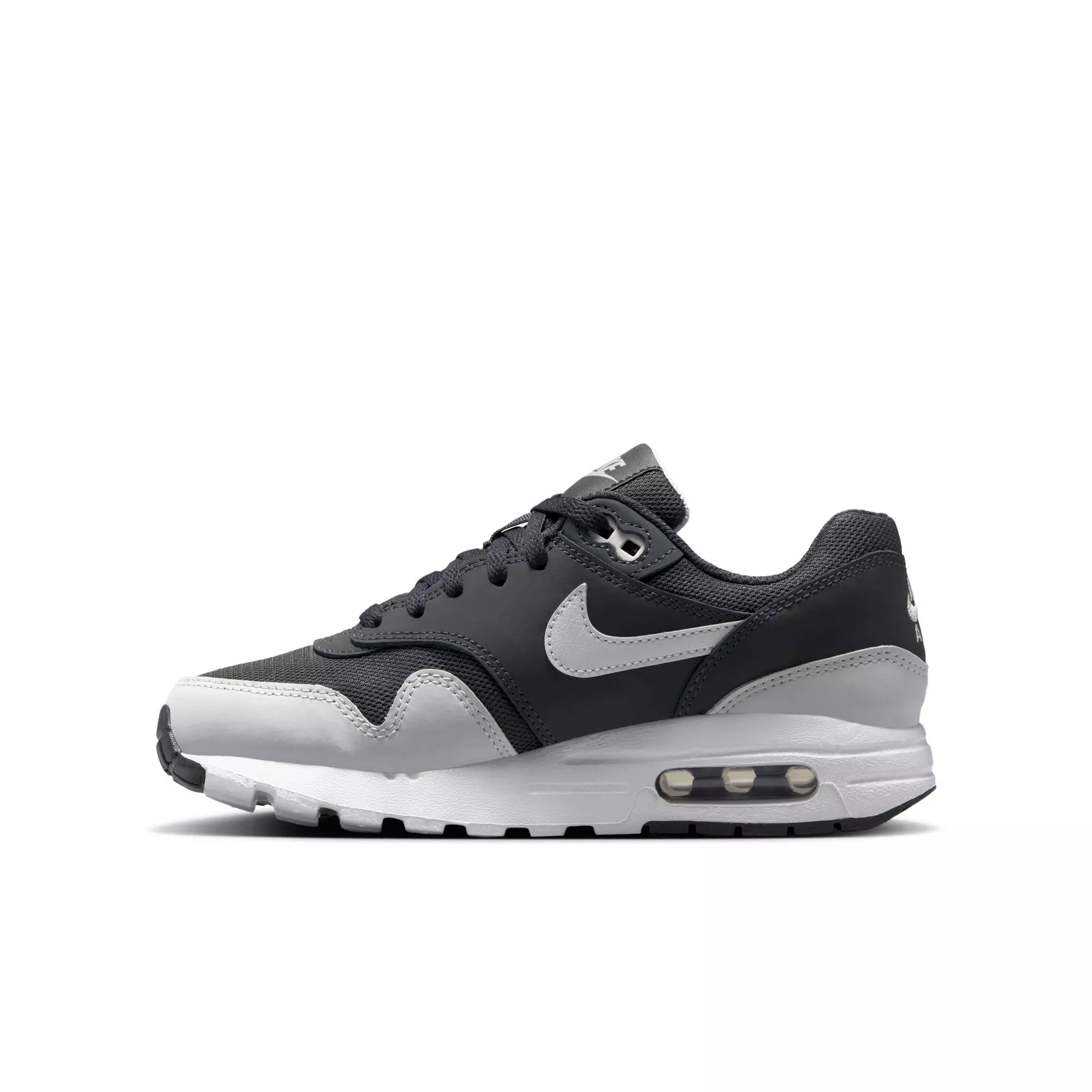 Nike Air Max 1 "Off Noir/Vast Grey/White/Black" Grade School Boys' Shoe - BLACK/GREY/WHITE