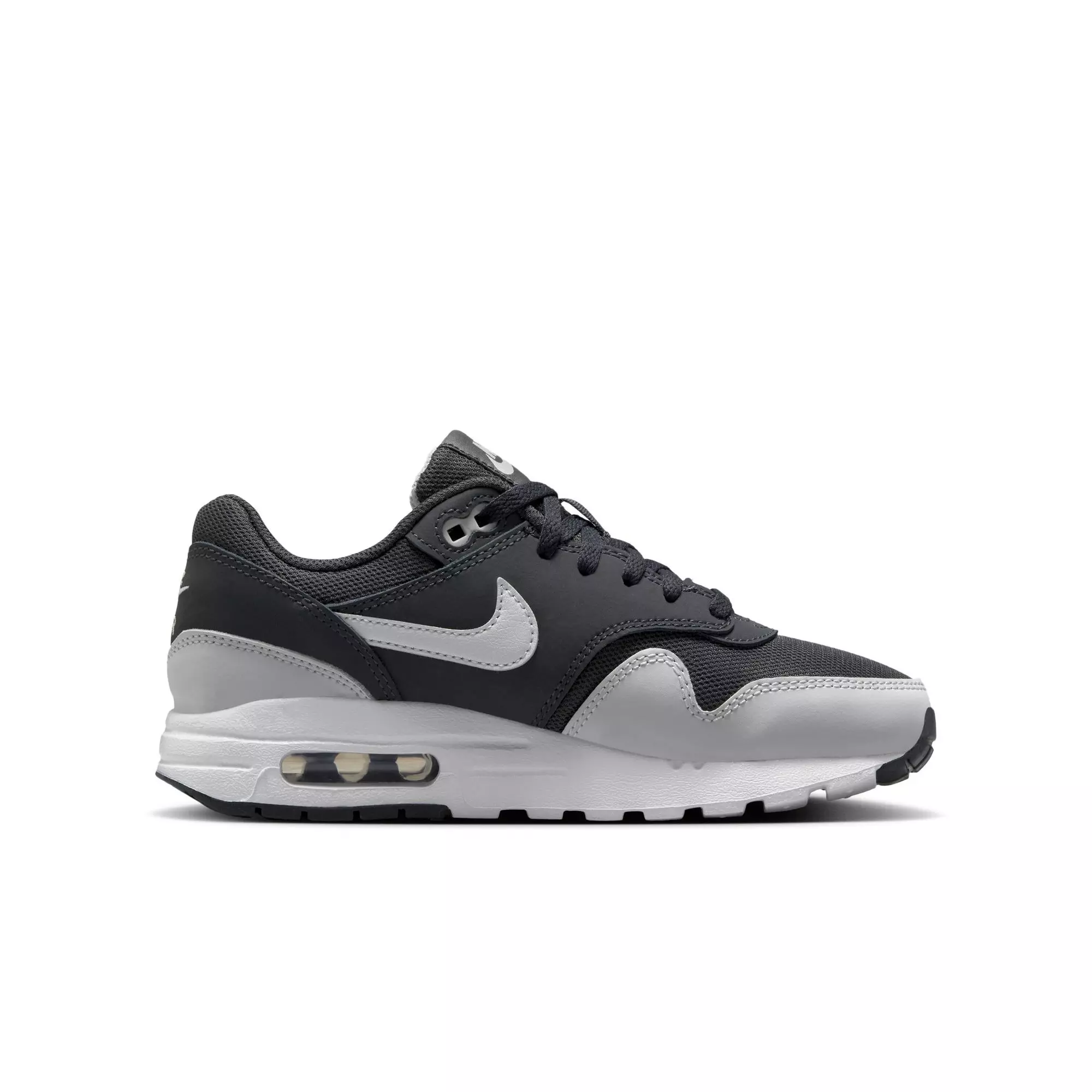 Nike Air Max 1 "Off Noir/Vast Grey/White/Black" Grade School Boys' Shoe - BLACK/GREY/WHITE
