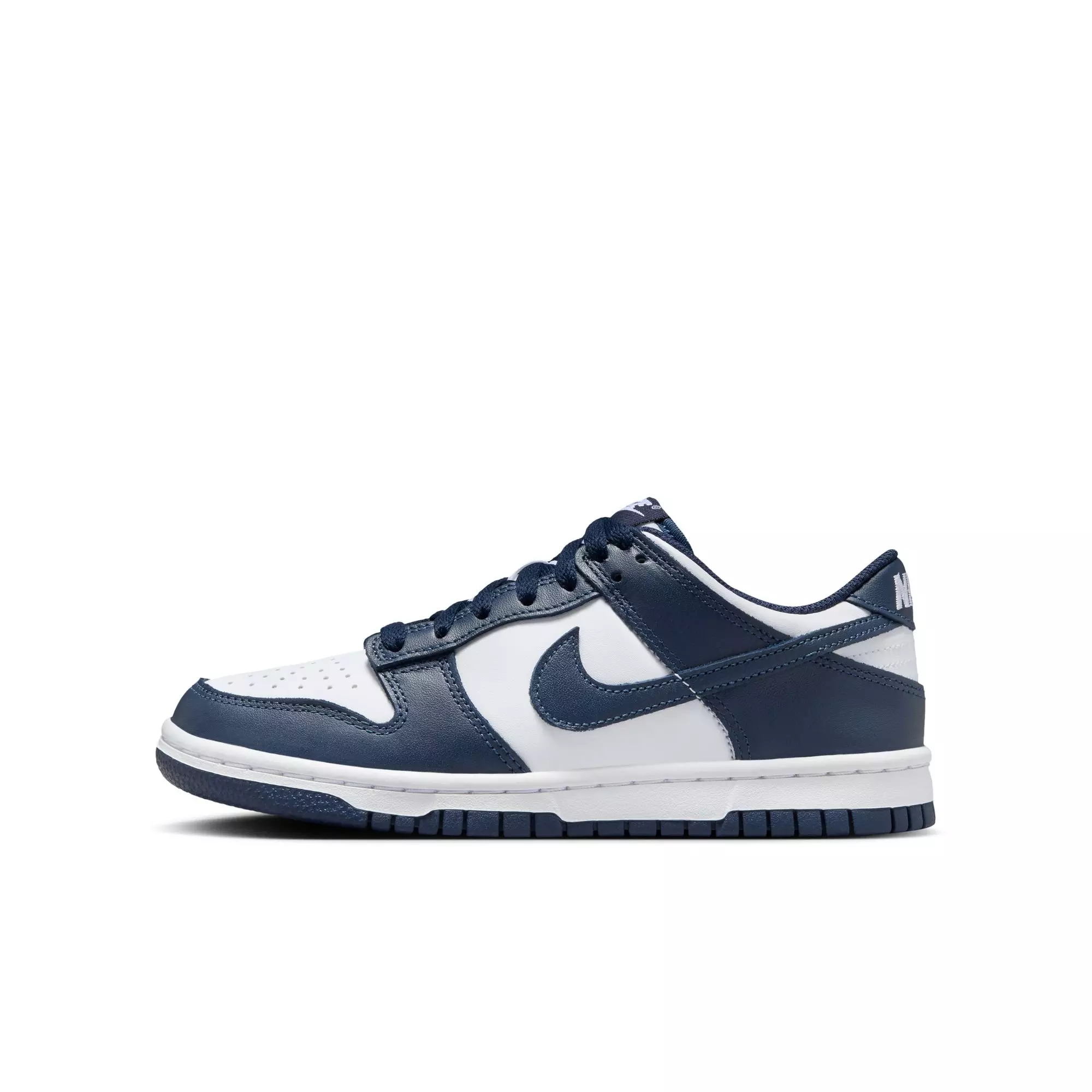 Nike Dunk Low "White/Midnight Navy" Grade School Boys' Shoe - NAVY/WHITE
