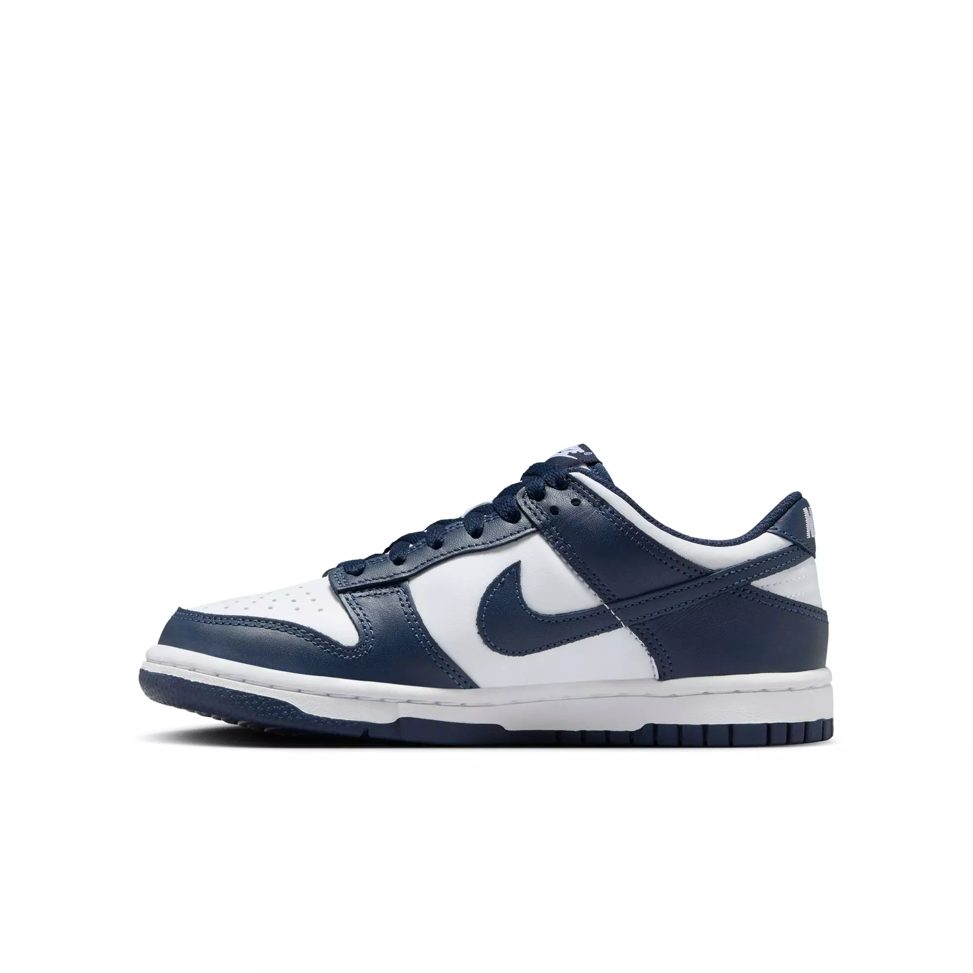 Nike Dunk Low "White/Midnight Navy" Grade School Boys' Shoe - NAVY/WHITE