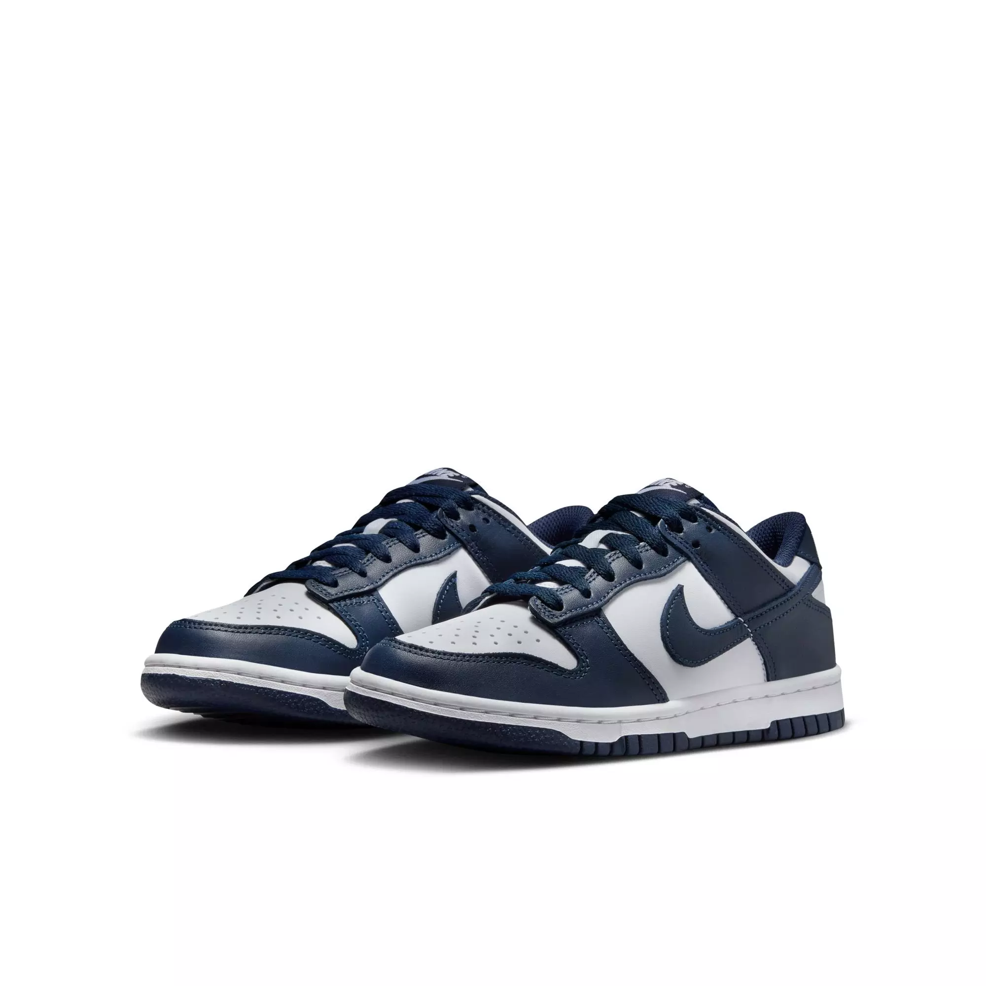 Nike Dunk Low "White/Midnight Navy" Grade School Boys' Shoe - NAVY/WHITE