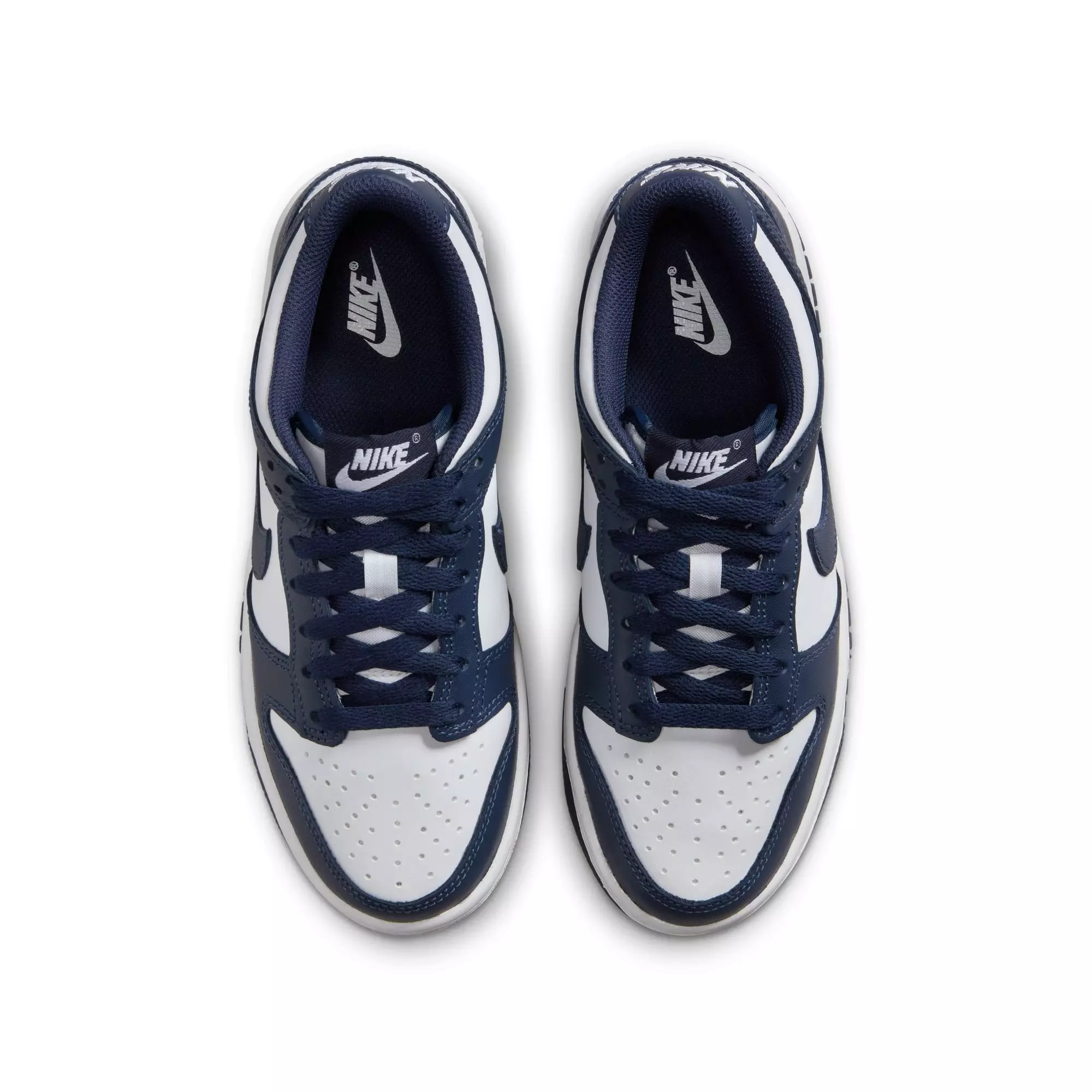 Nike Dunk Low "White/Midnight Navy" Grade School Boys' Shoe - NAVY/WHITE
