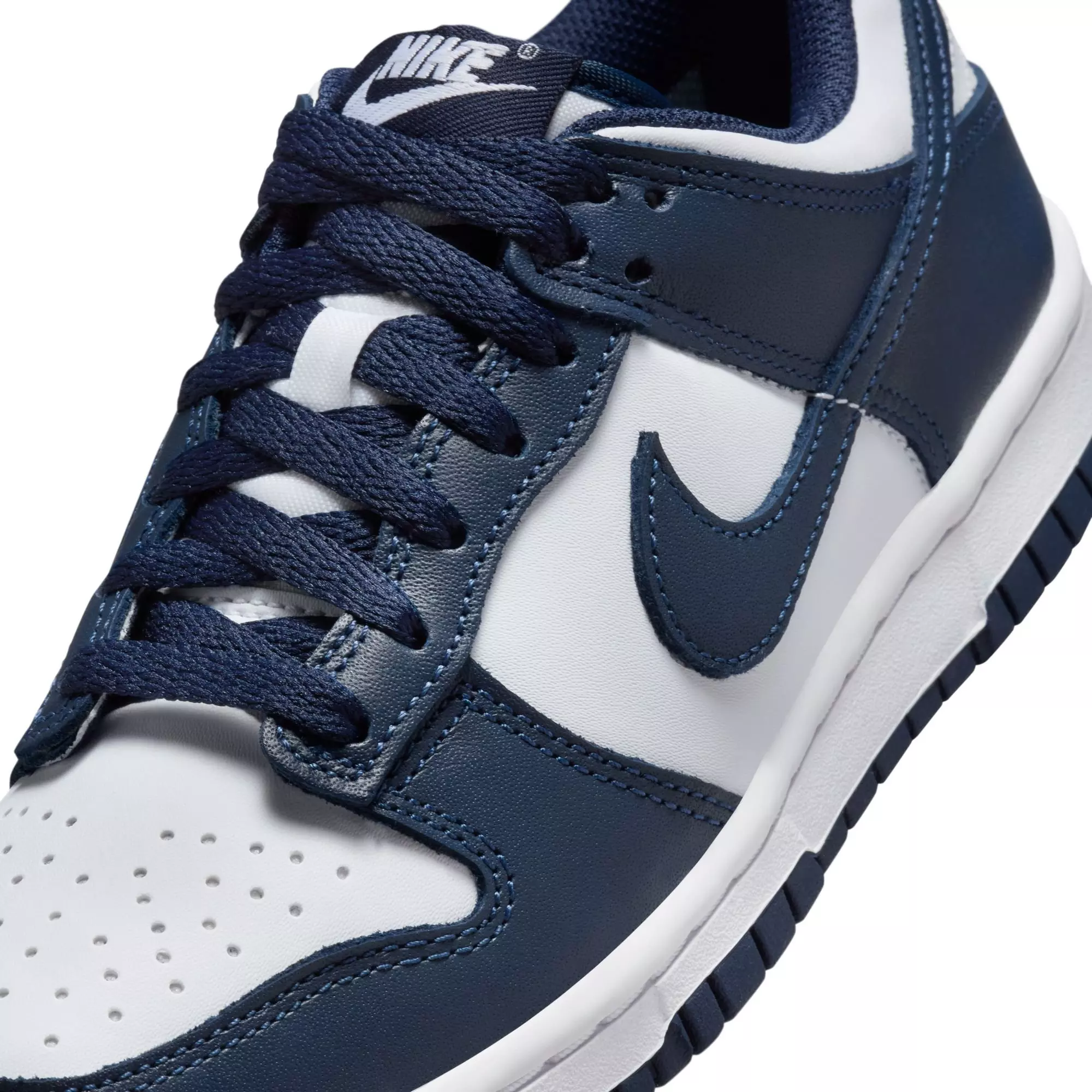 Nike Dunk Low "White/Midnight Navy" Grade School Boys' Shoe - NAVY/WHITE