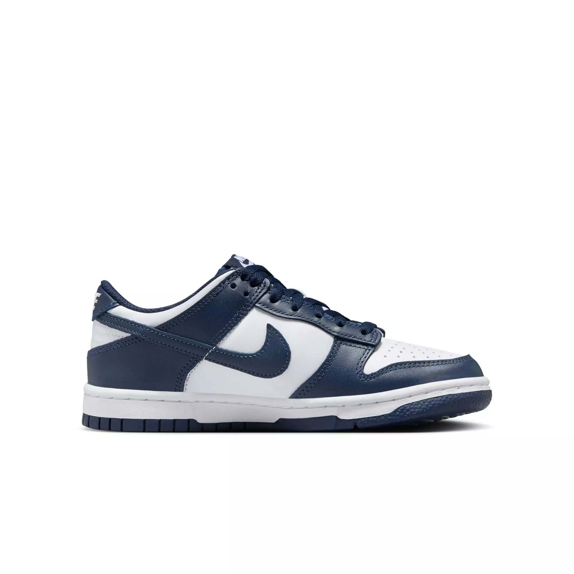Nike Dunk Low "White/Midnight Navy" Grade School Boys' Shoe - NAVY/WHITE