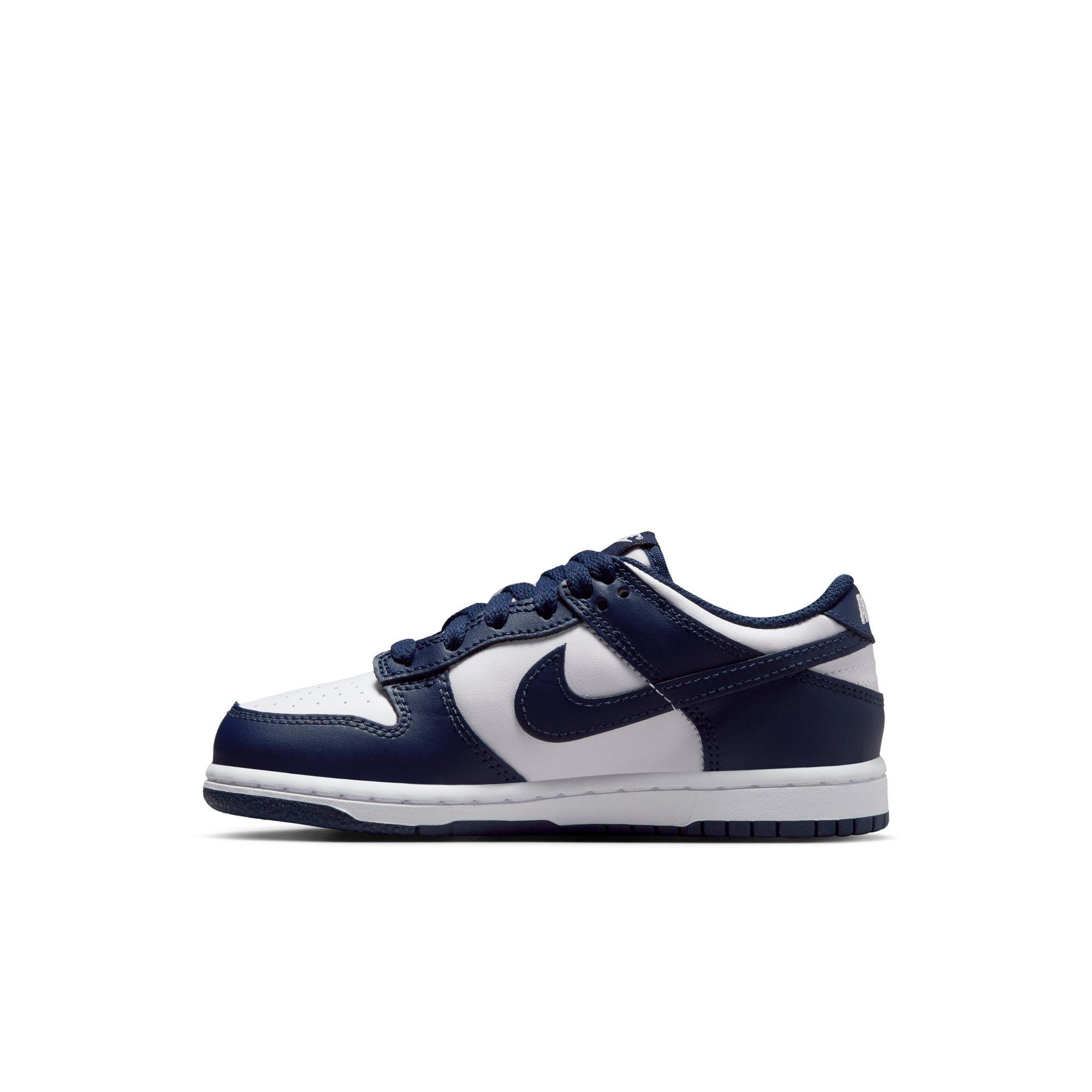 Nike Dunk Low Preschool Boys' "White/Midnight Navy" Shoe