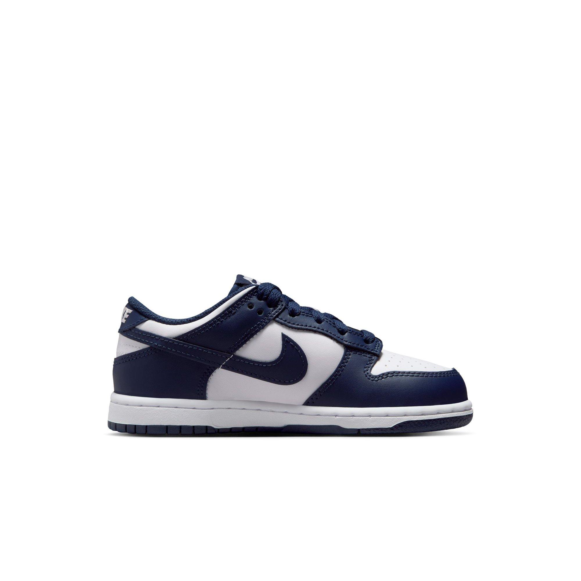 Nike Dunk Low Preschool Boys' "White/Midnight Navy" Shoe