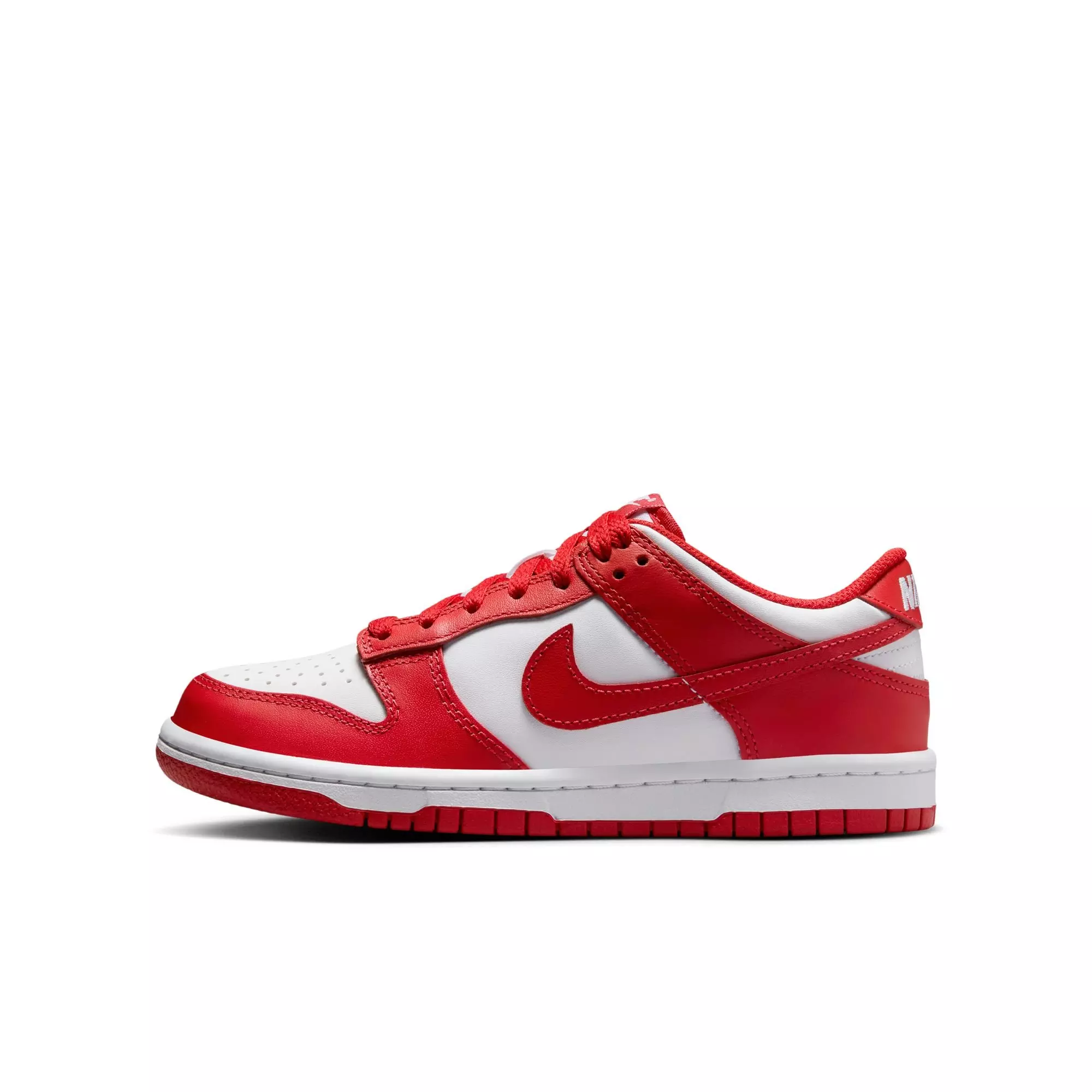 Nike Dunk Low "White/University Red" Grade School Boys' Shoe - WHITE/RED