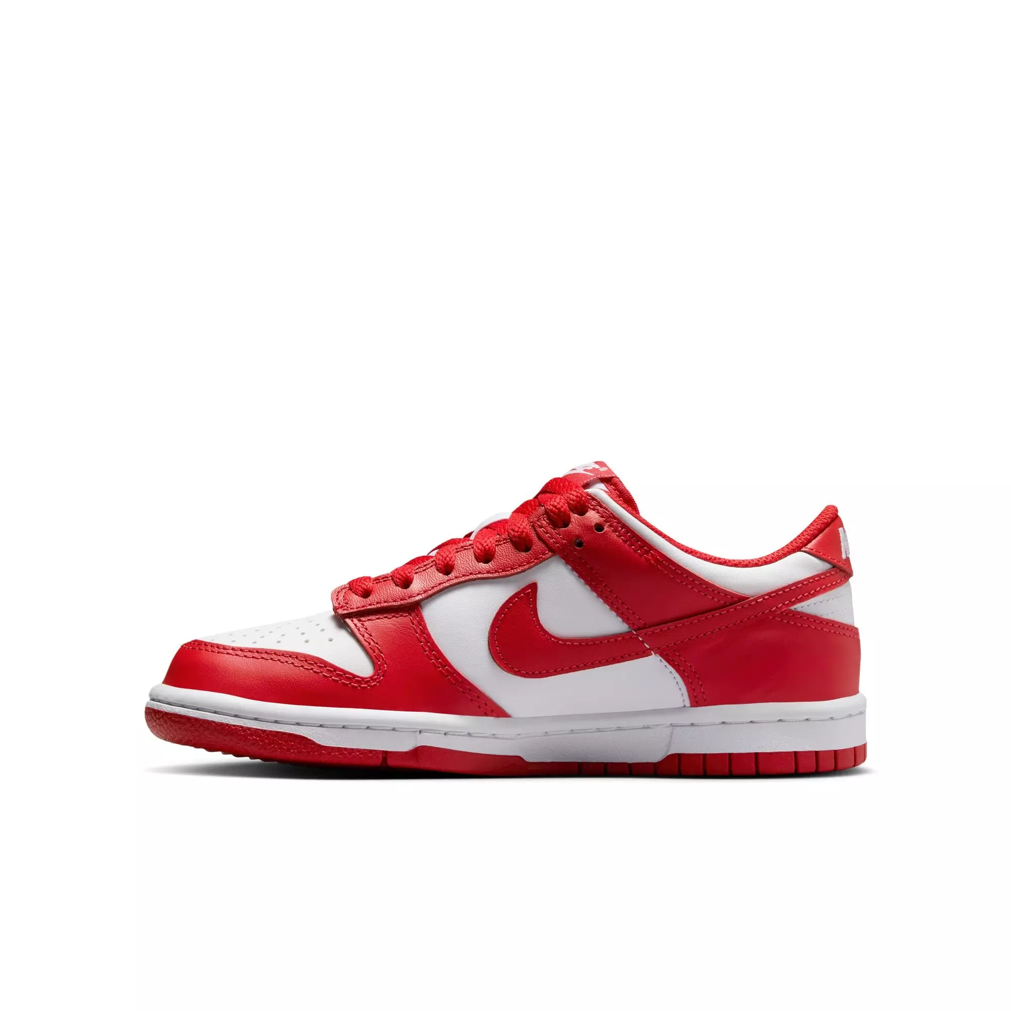 Nike Dunk Low "White/University Red" Grade School Boys' Shoe - WHITE/RED