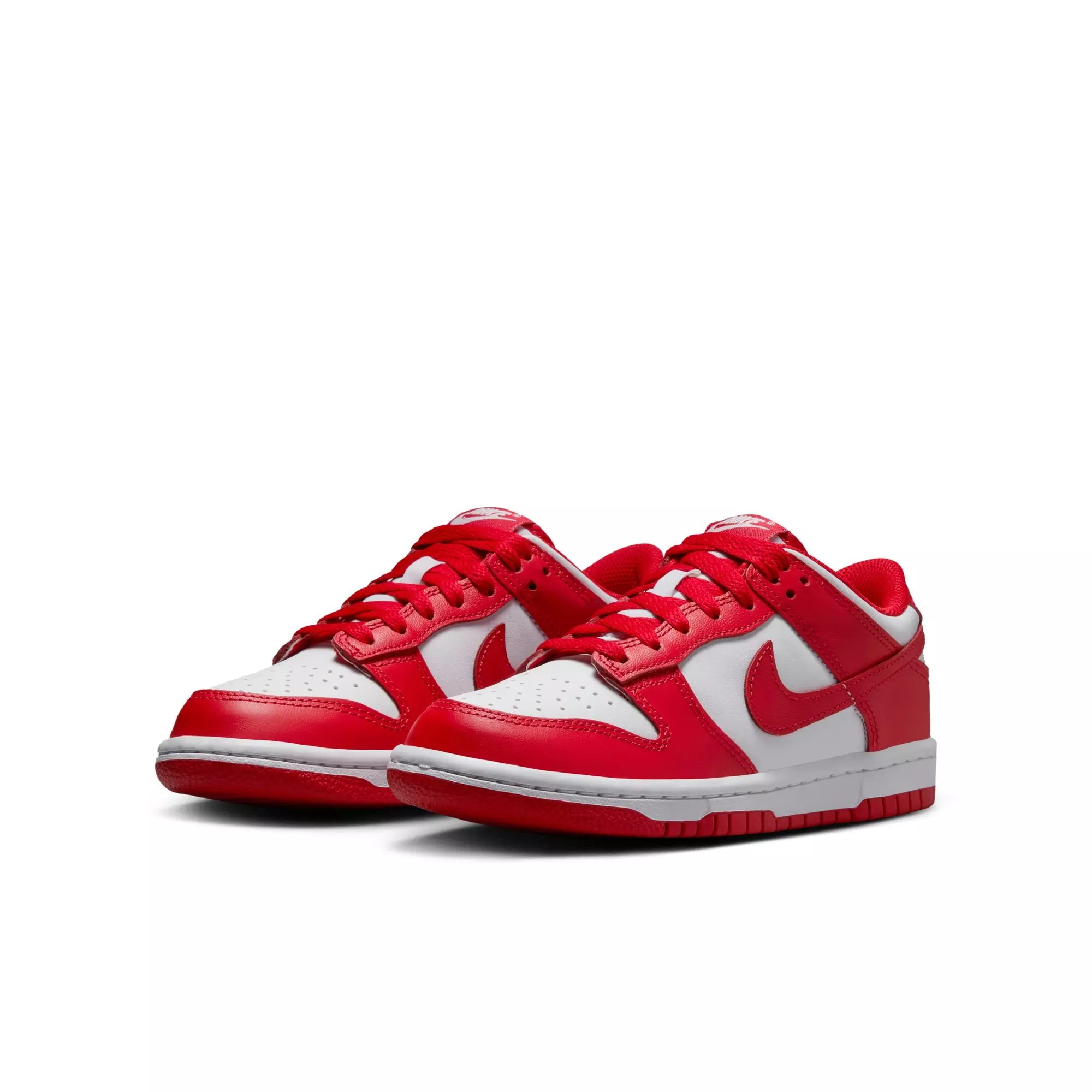 Nike Dunk Low "White/University Red" Grade School Boys' Shoe - WHITE/RED
