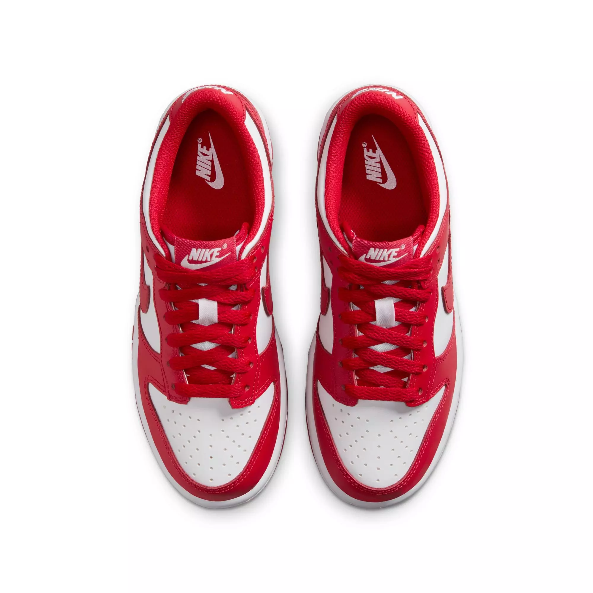 Nike Dunk Low "White/University Red" Grade School Boys' Shoe - WHITE/RED