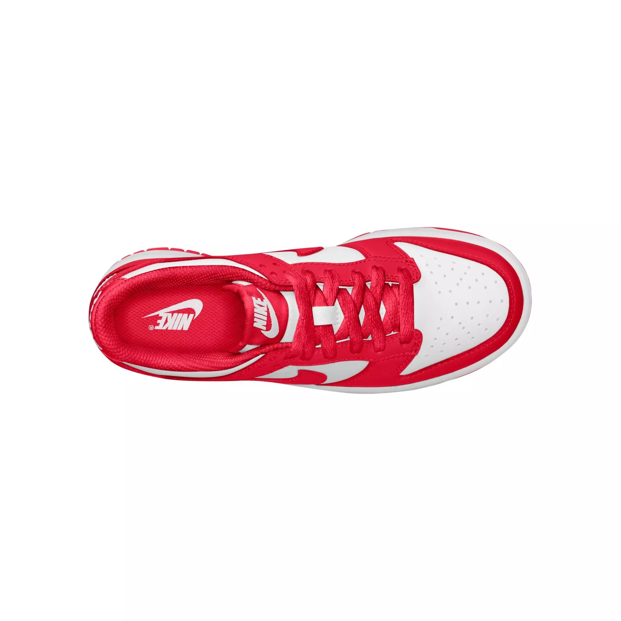Nike Dunk Low "White/University Red" Grade School Boys' Shoe - WHITE/RED