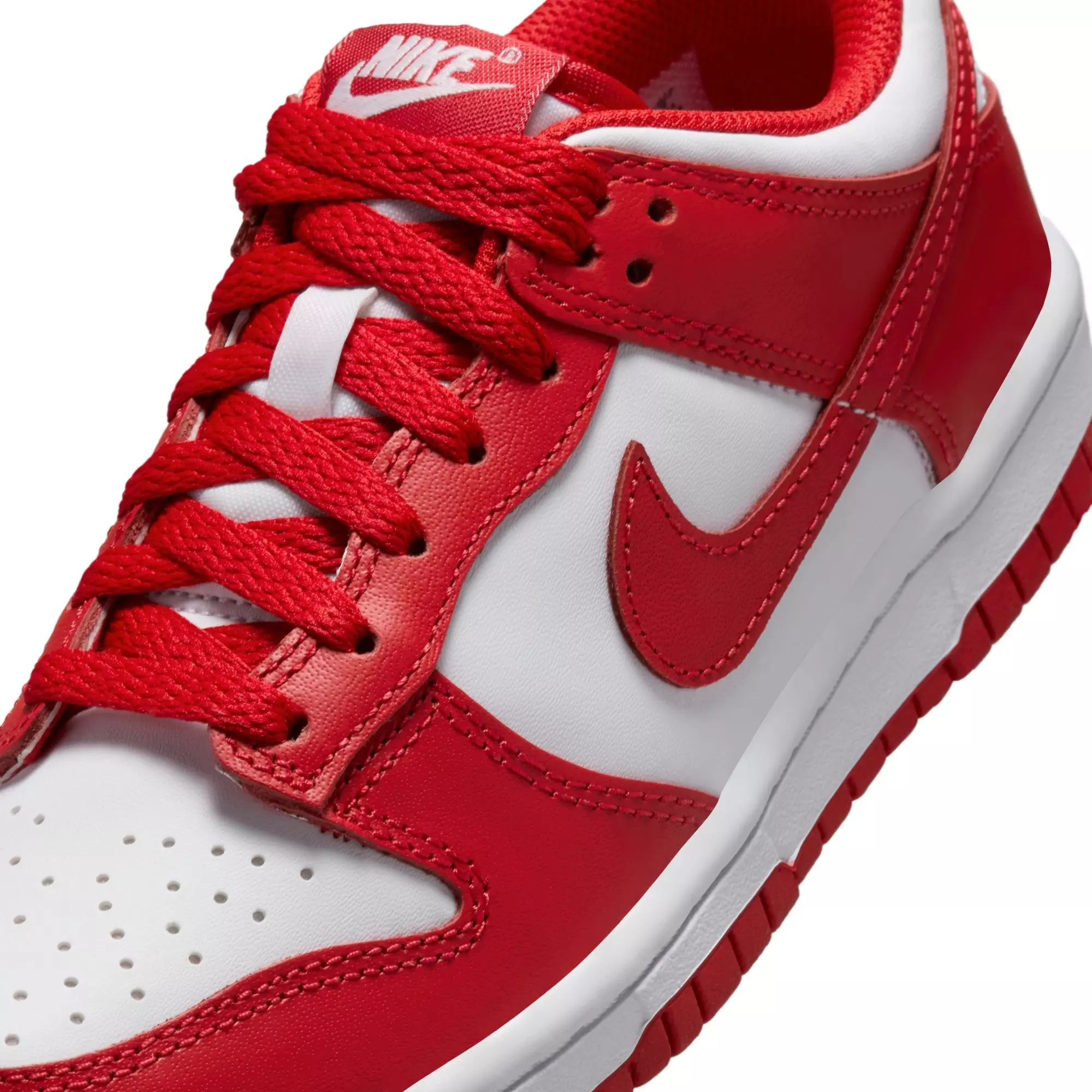 Nike Dunk Low "White/University Red" Grade School Boys' Shoe - WHITE/RED