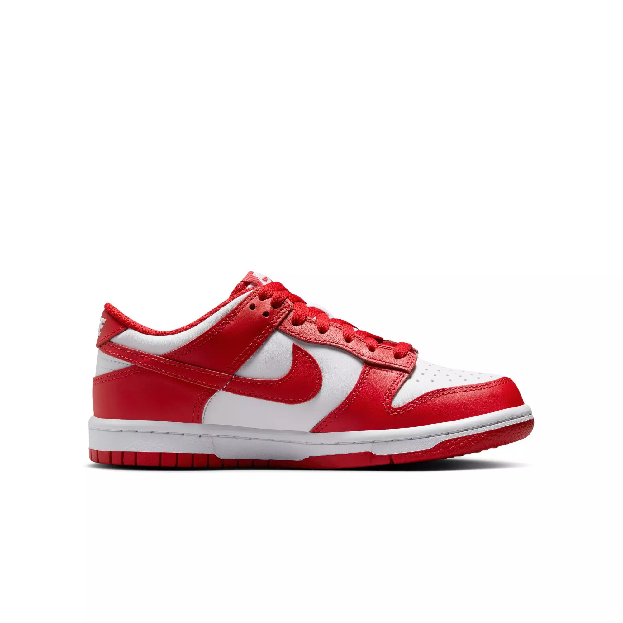 Nike Dunk Low "White/University Red" Grade School Boys' Shoe - WHITE/RED