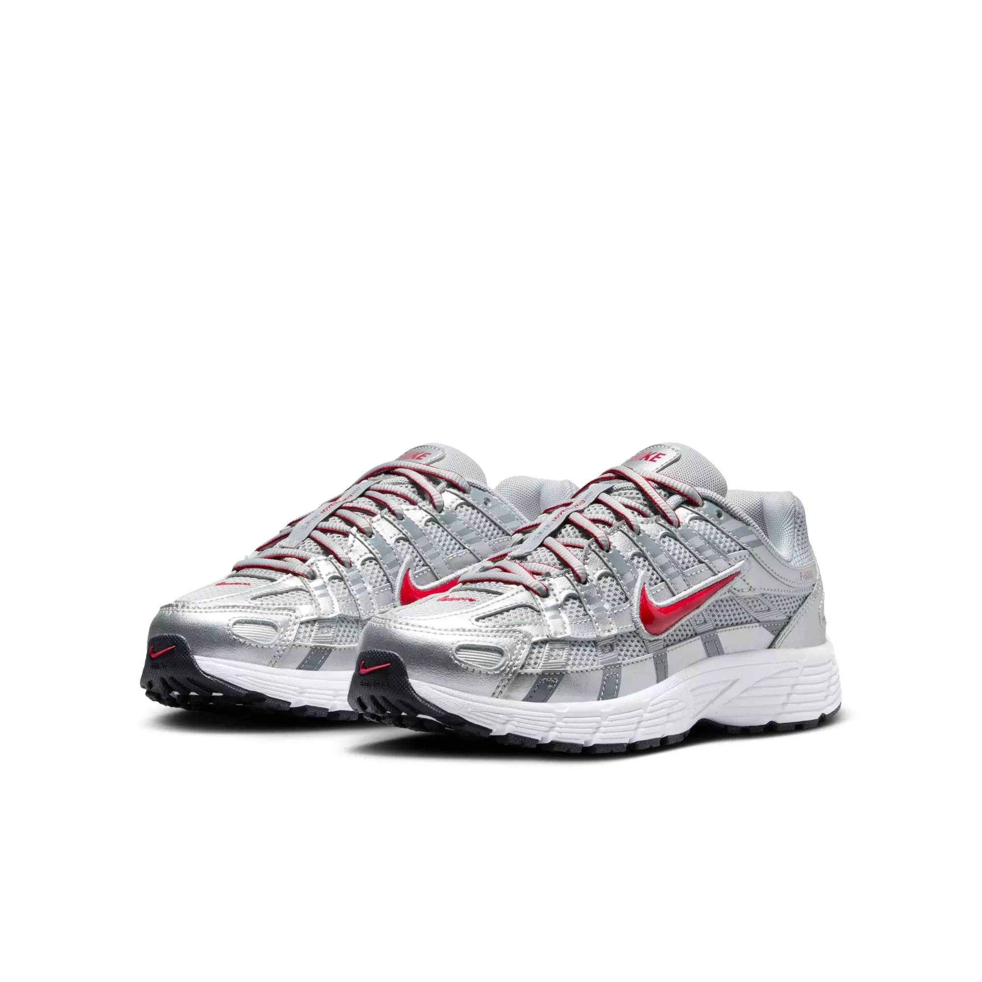 Nike P-6000 "Metallic Silver/Gym Red/Flt Silver" Grade School Boys' Shoe - SILVER/RED