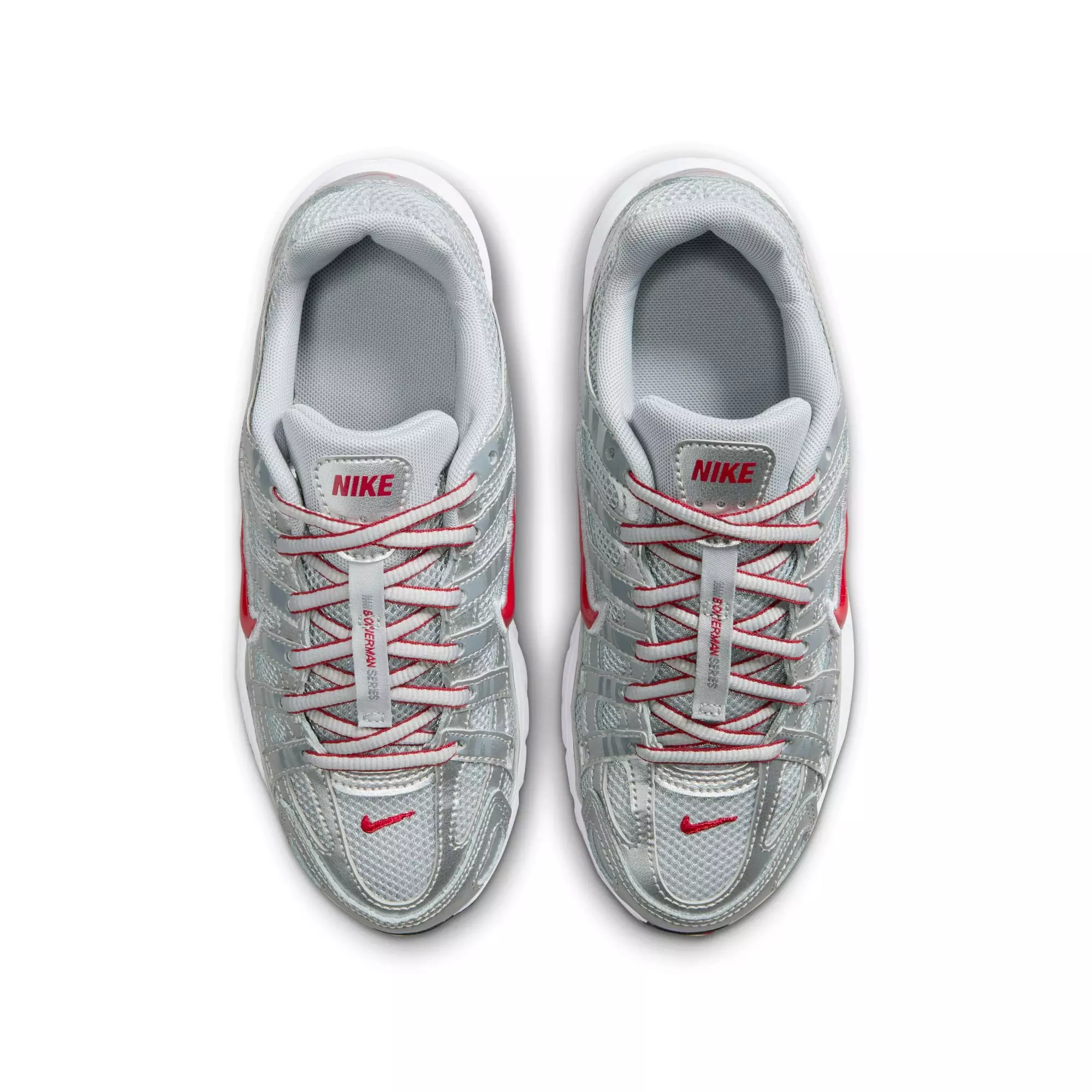 Nike P-6000 "Metallic Silver/Gym Red/Flt Silver" Grade School Boys' Shoe - SILVER/RED