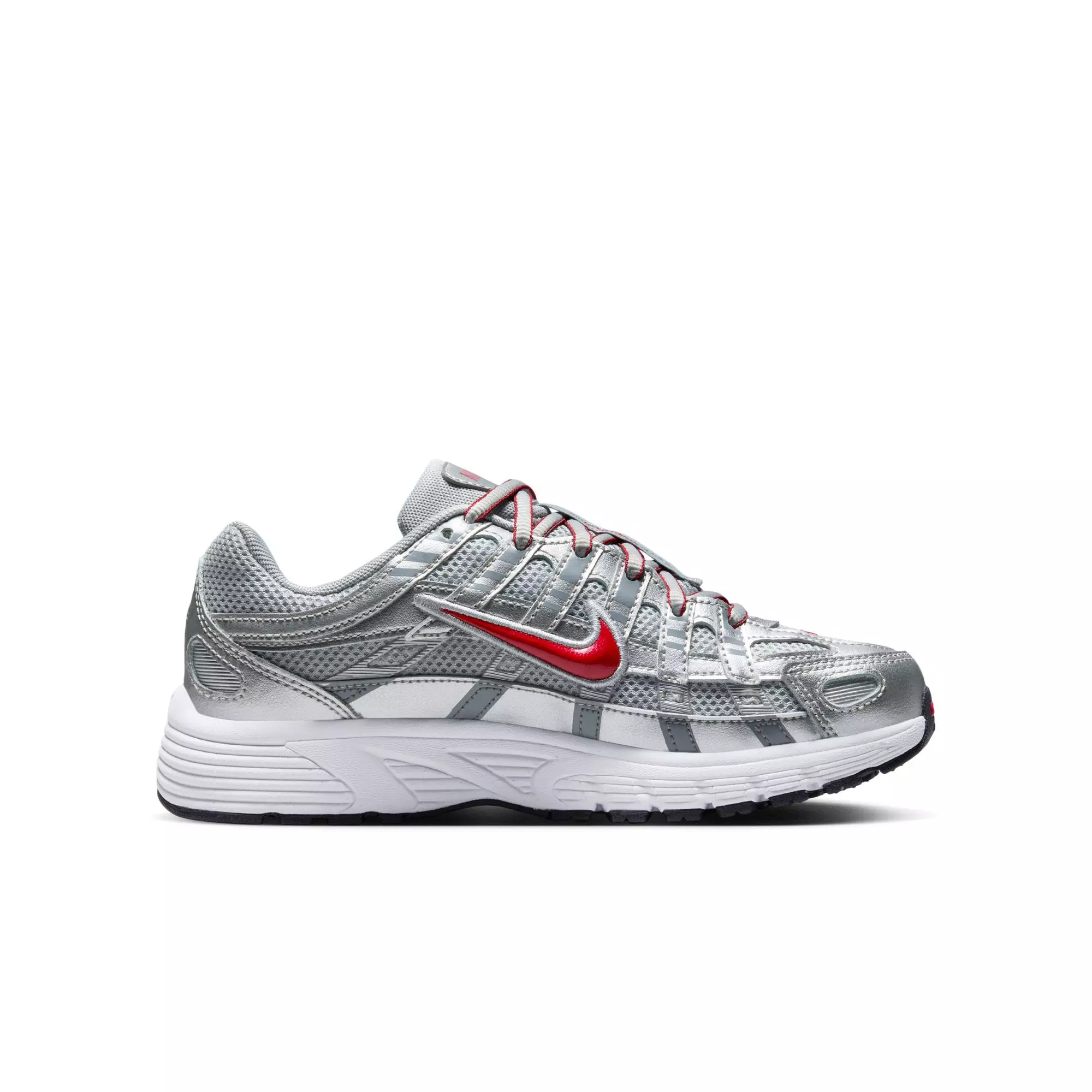 Nike P-6000 "Metallic Silver/Gym Red/Flt Silver" Grade School Boys' Shoe - SILVER/RED