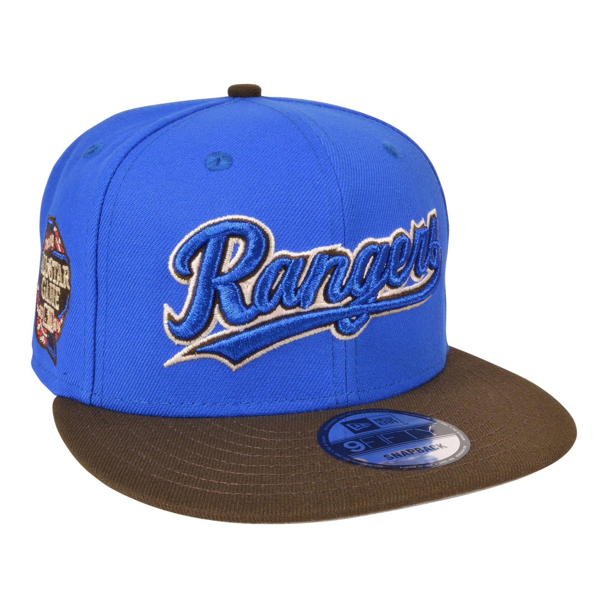 Men's New Era Texas Rangers 9FIFTY Royal Crown Blue/Brown Snapback Hat