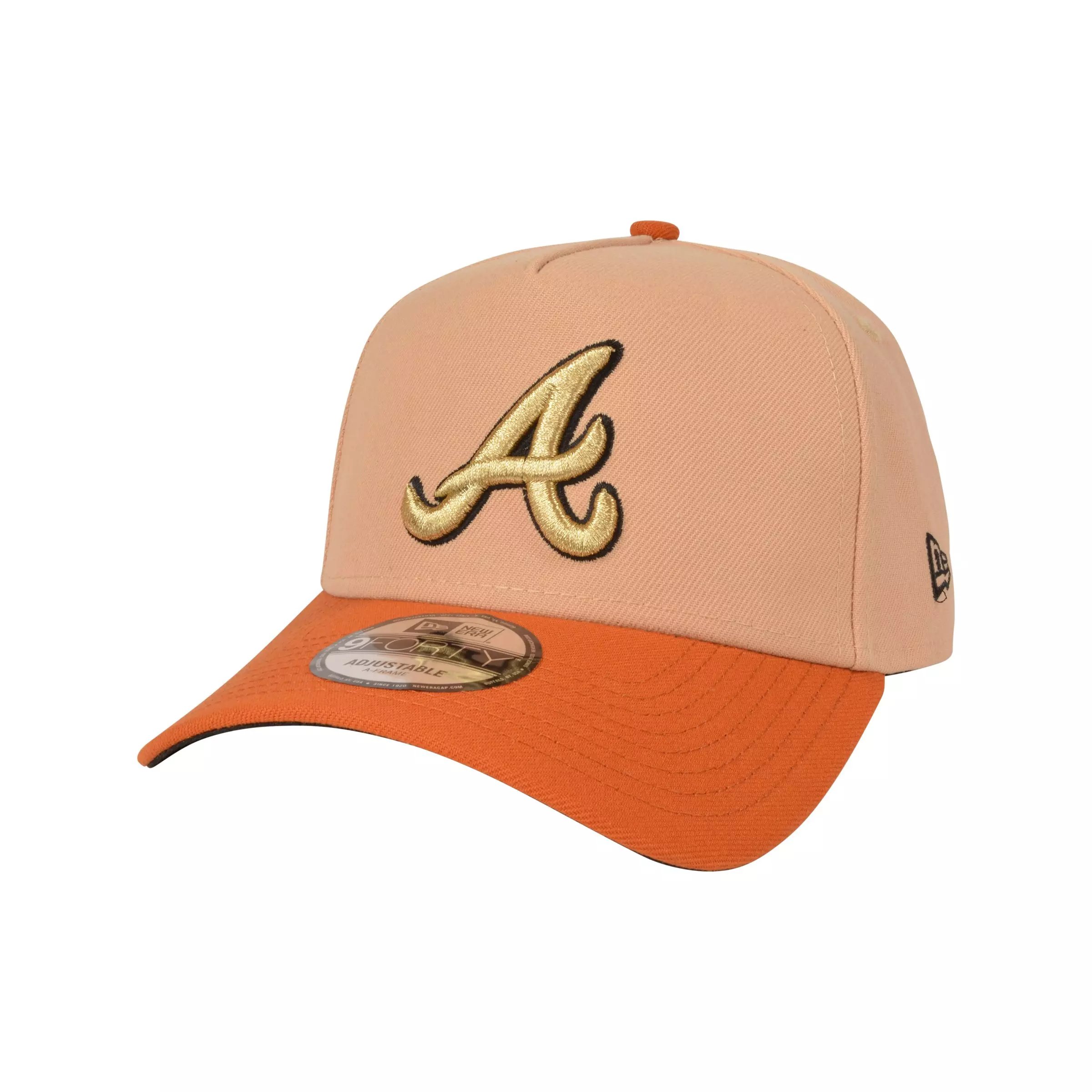 New Era Atlanta Braves Sox 9FORTY Hennessy A-Frame Snapback-Tan/Orange - BROWN