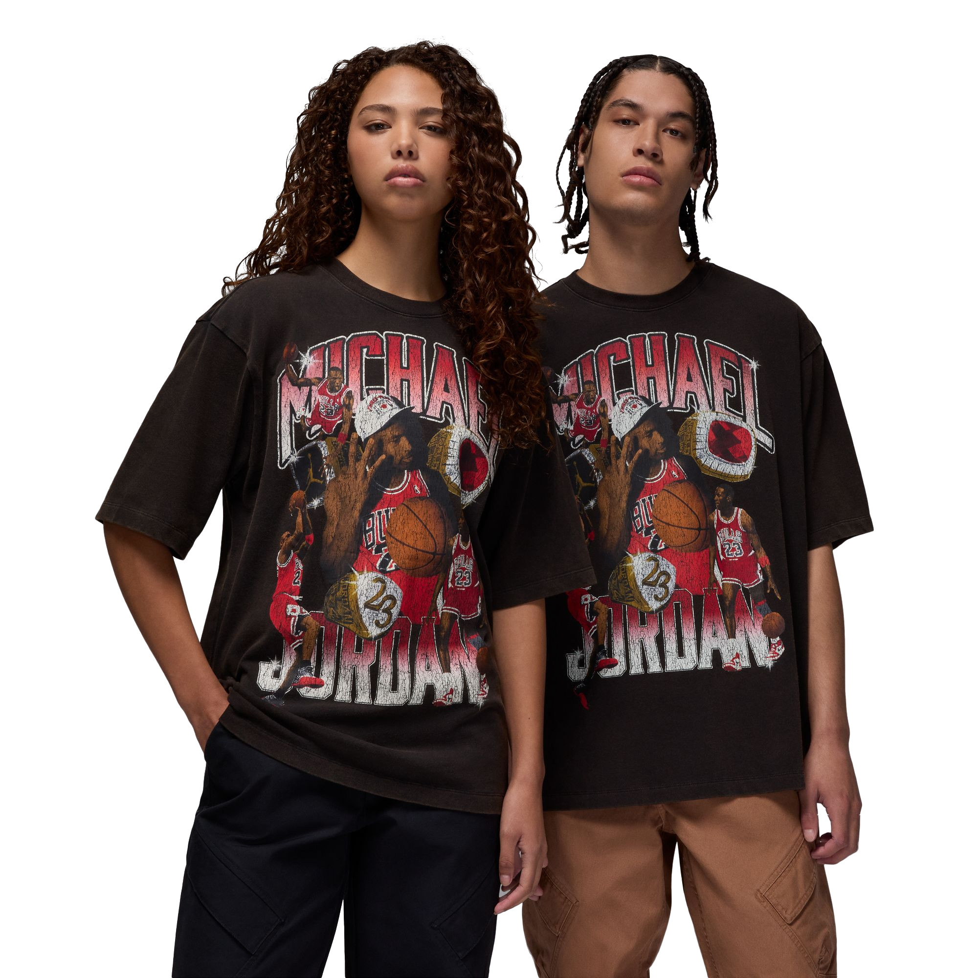 Jordan Men's Flight Essentials MJ Oversized Tee - Black - BLACK Thumbnail View 1