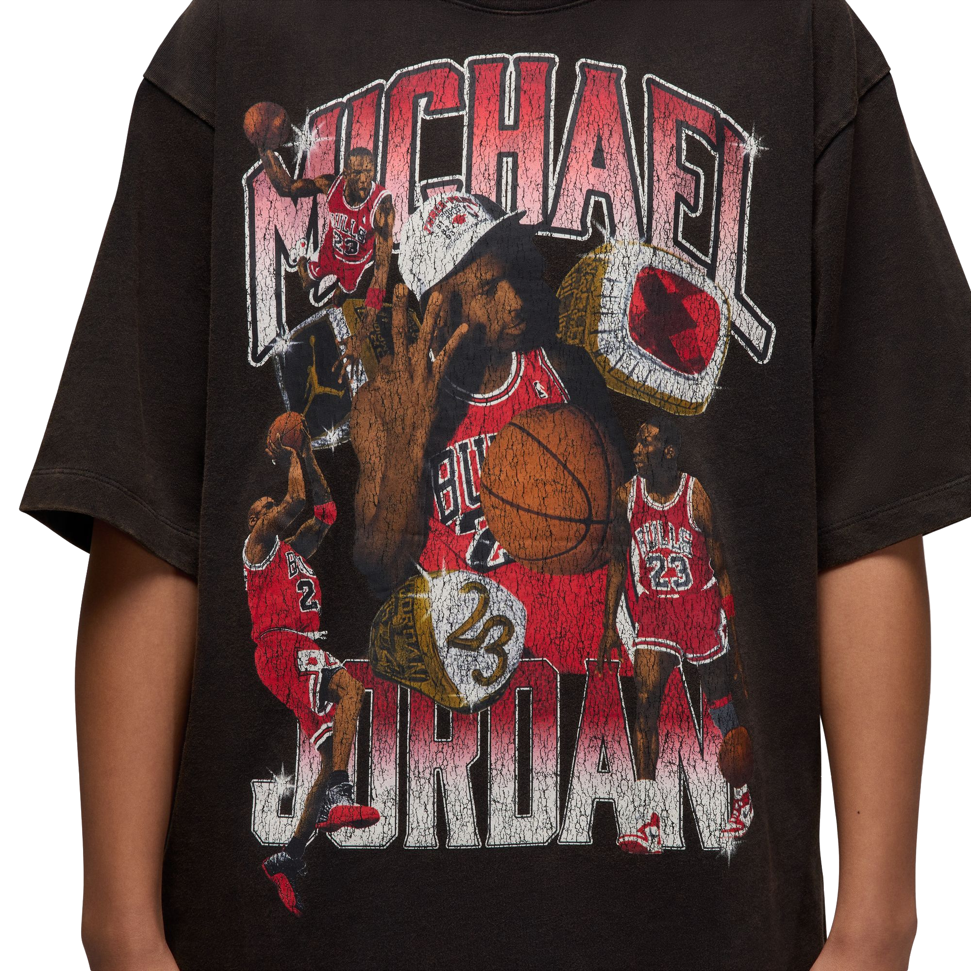 Jordan Men's Flight Essentials MJ Oversized Tee - Black - BLACK Thumbnail View 4