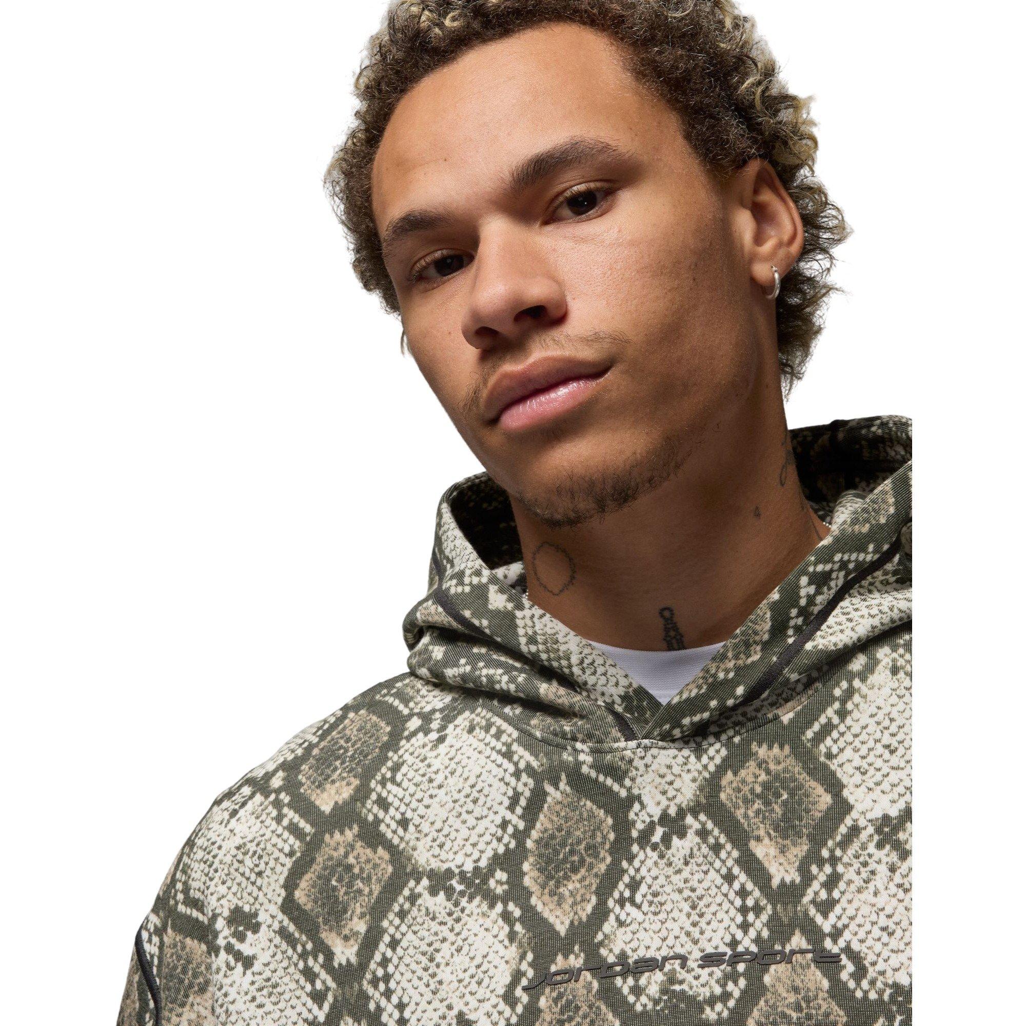 Jordan Men's Sport Dri-FIT Printed Fleece Pullover Hoodie - SAIL Thumbnail View 3