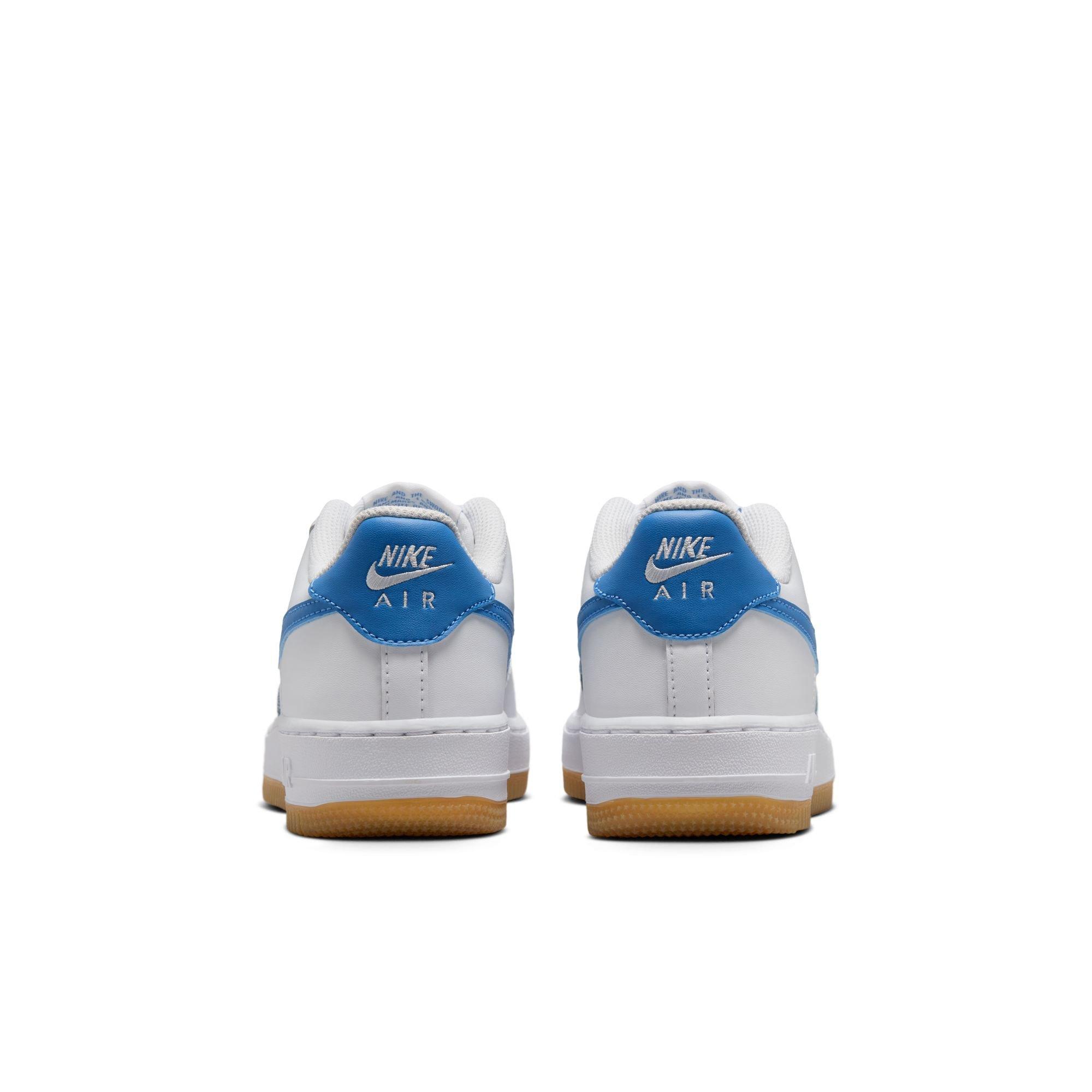 Nike Air Force 1 Grade School Girls' "White/Beyond Blue/Gum Light Brown" Shoe