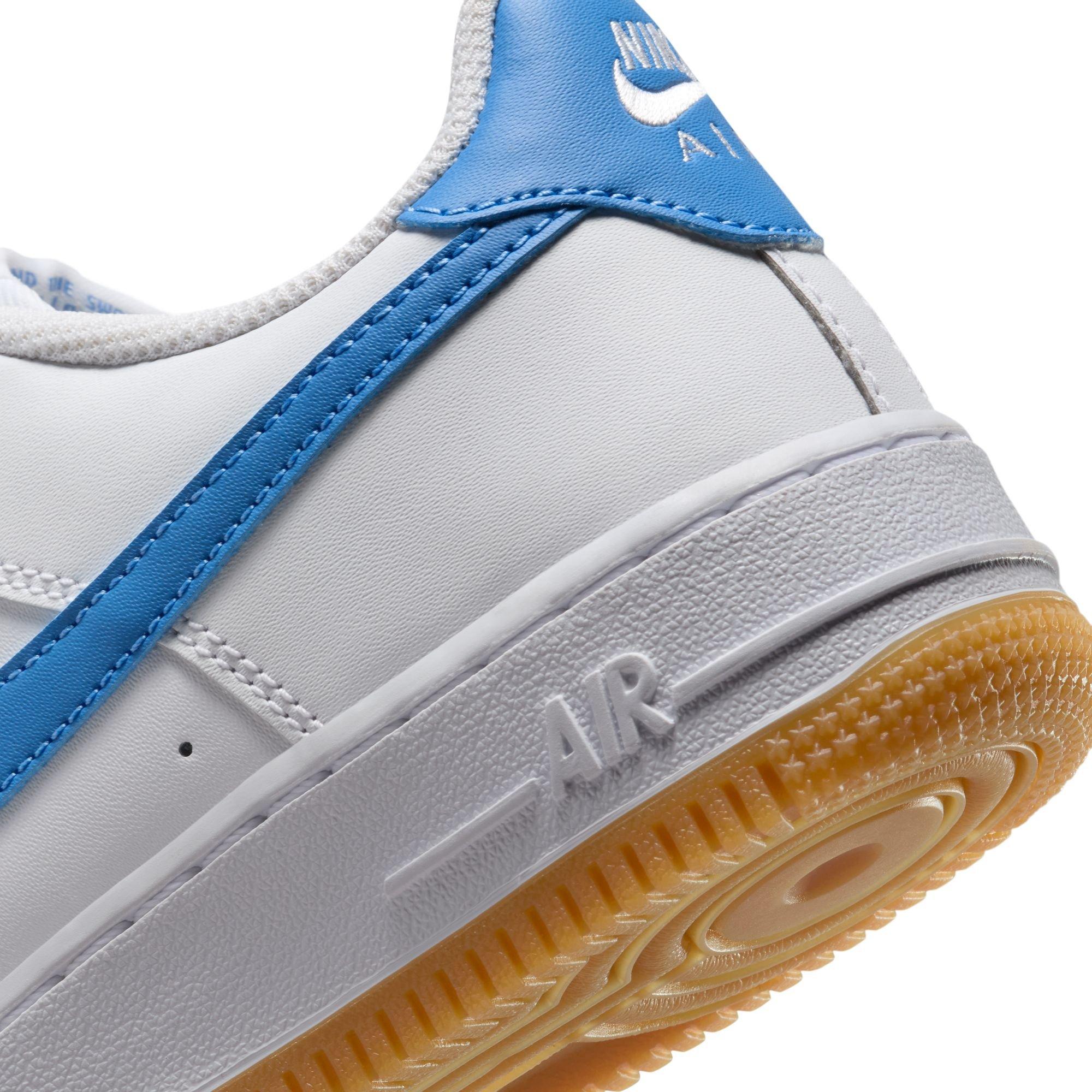Nike Air Force 1 Grade School Girls' "White/Beyond Blue/Gum Light Brown" Shoe