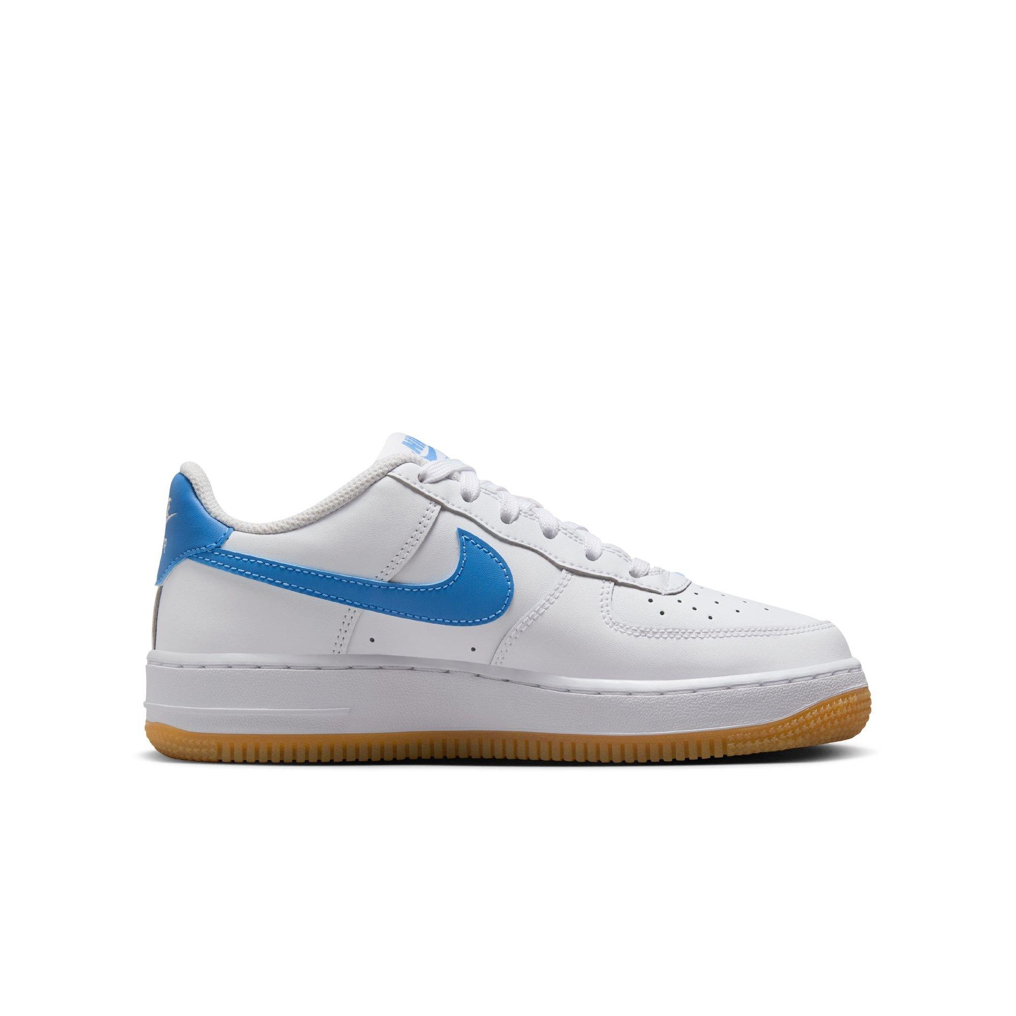 Nike Air Force 1 Grade School Girls' "White/Beyond Blue/Gum Light Brown" Shoe