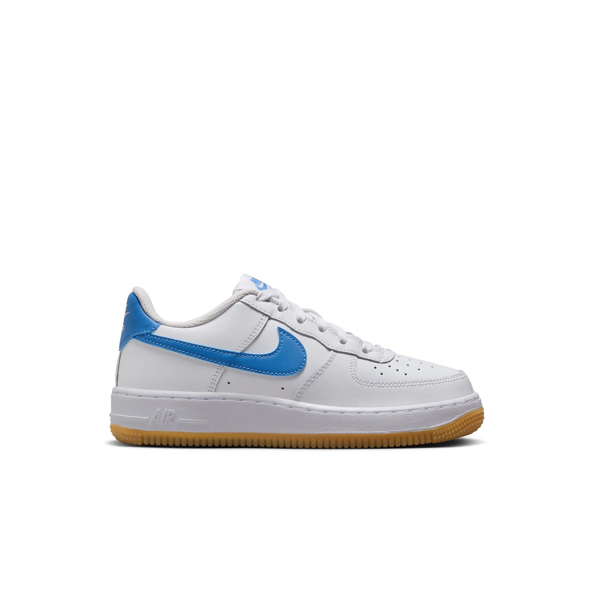 Nike Air Force 1 Preschool Girls' "White/Beyond Blue/Gum Light Brown" Shoe