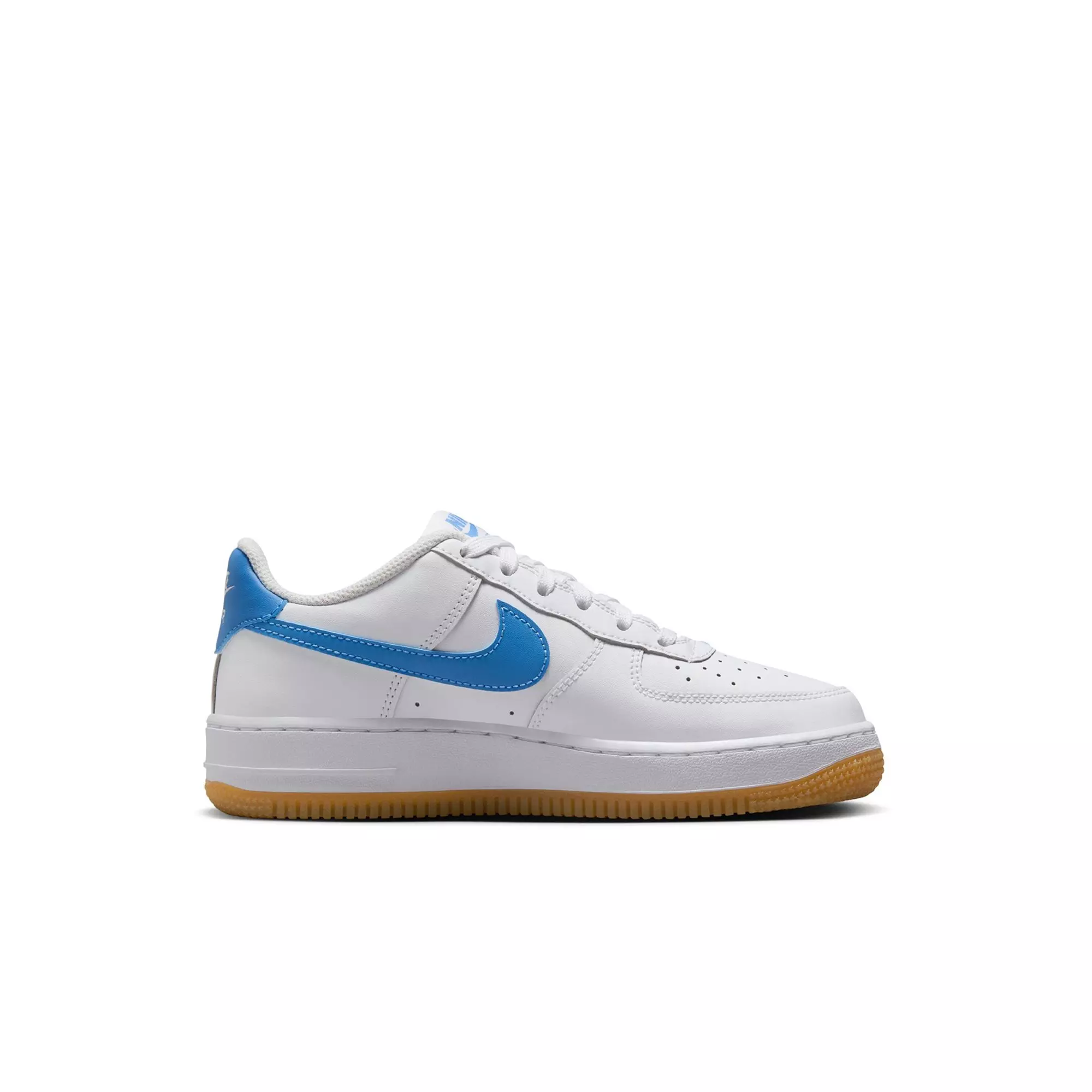 Nike Air Force 1 "White/Beyond Blue/Gum Light Brown" Preschool Girls' Shoe - WHITE/BLUE