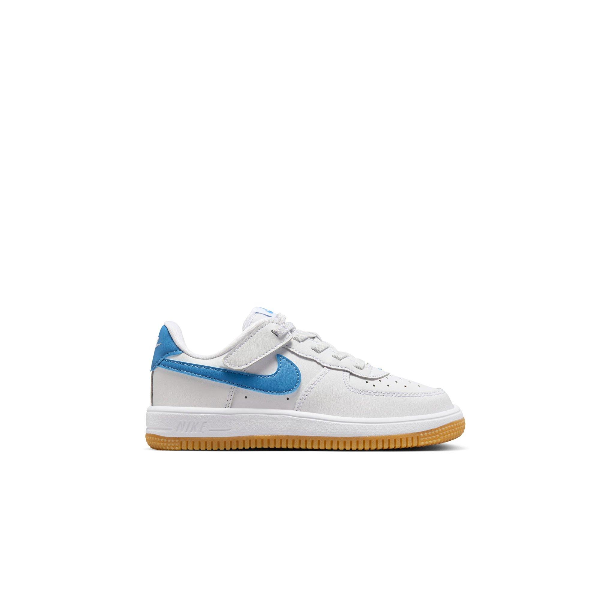 Nike Air Force 1 Low EasyOn Toddler Girls' "White/Beyond Blue/Gum Light Brown" Shoe