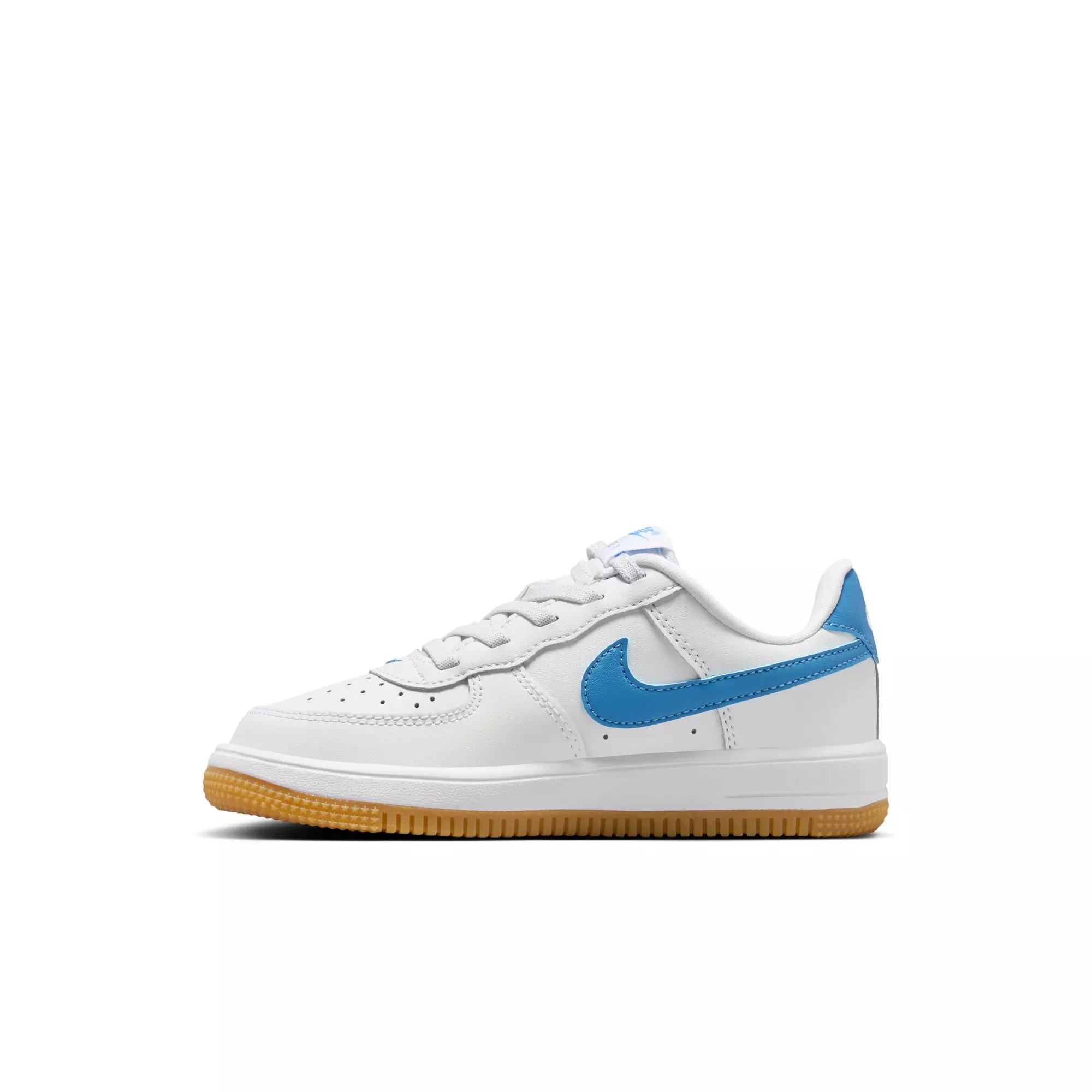 Nike Air Force 1 Low EasyOn "White/Blue Beyond/Gum Light Brown" Preschool Girls' Shoe - WHITE/BLUE