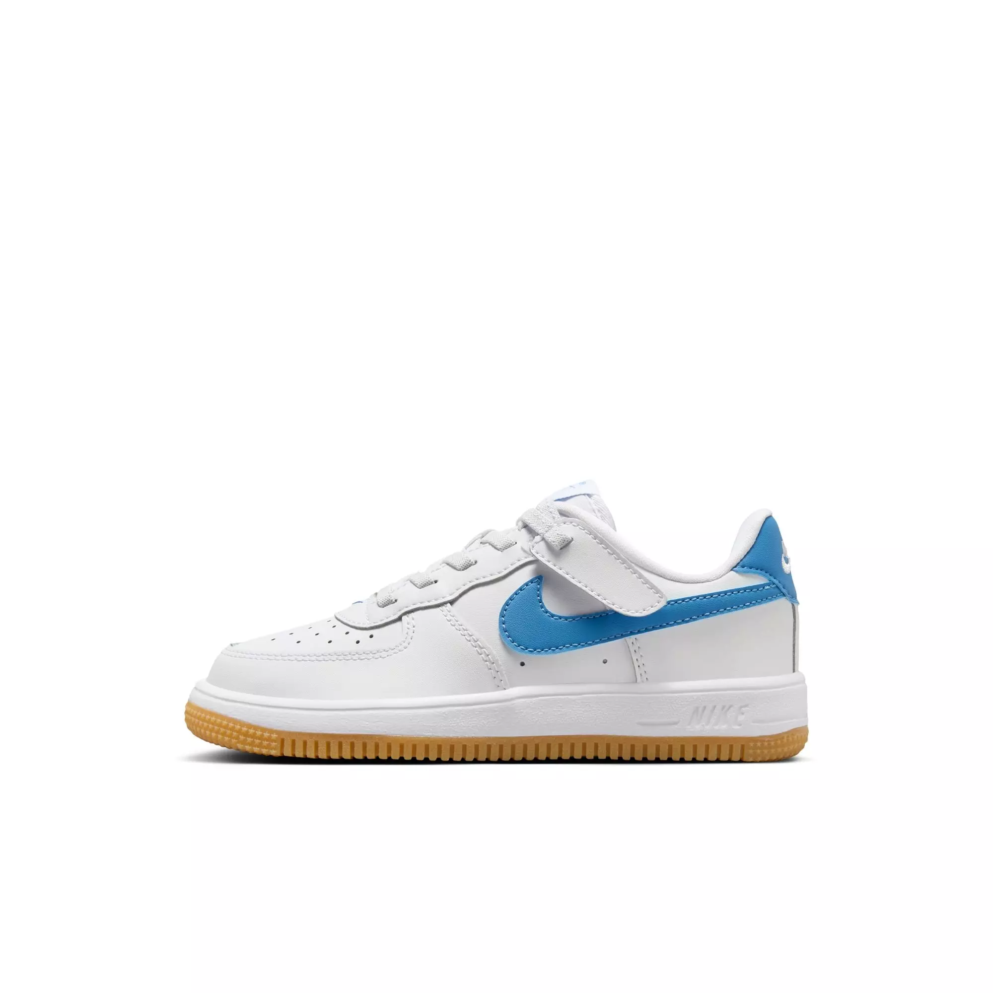 Nike Air Force 1 Low EasyOn "White/Blue Beyond/Gum Light Brown" Preschool Girls' Shoe - WHITE/BLUE