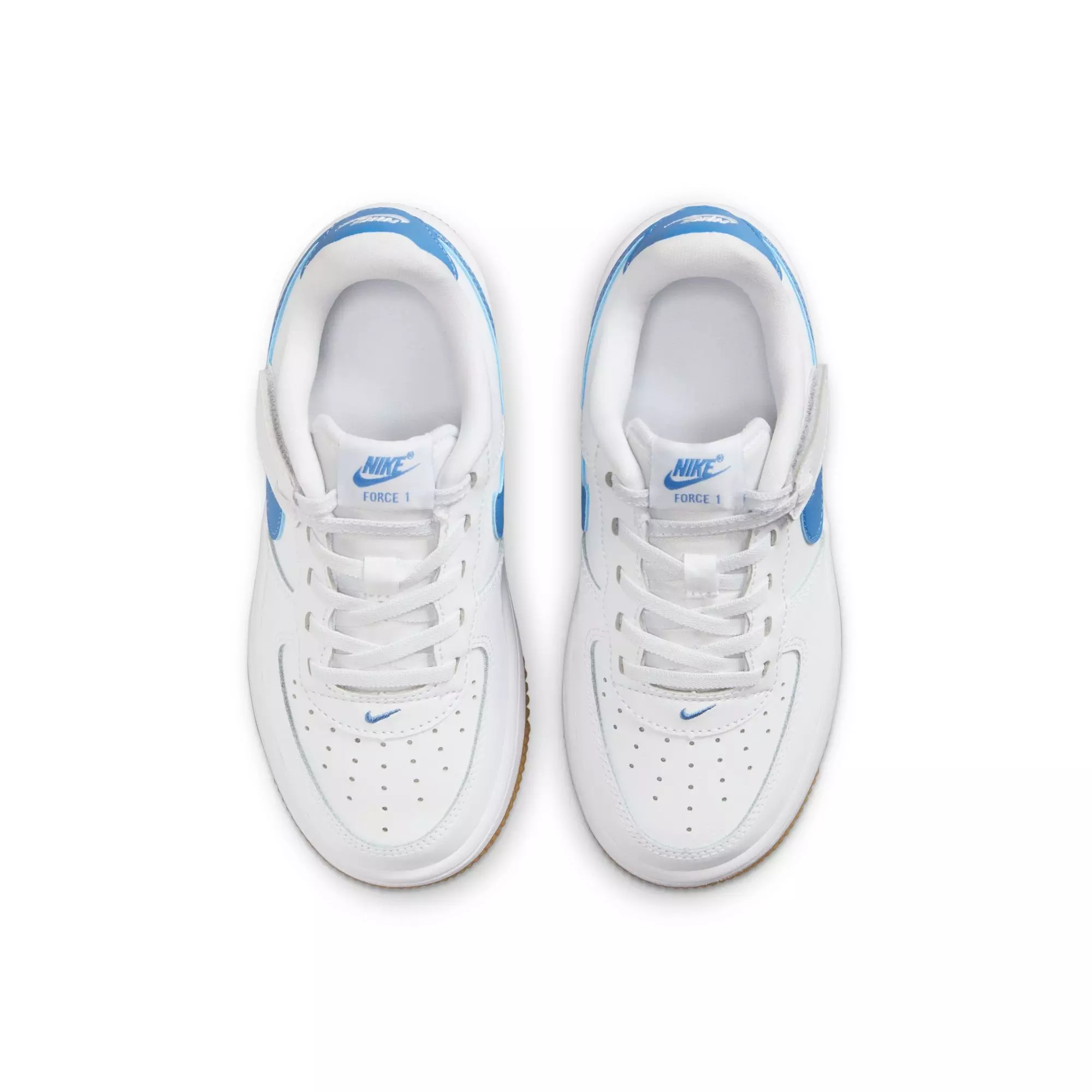 Nike Air Force 1 Low EasyOn "White/Blue Beyond/Gum Light Brown" Preschool Girls' Shoe - WHITE/BLUE