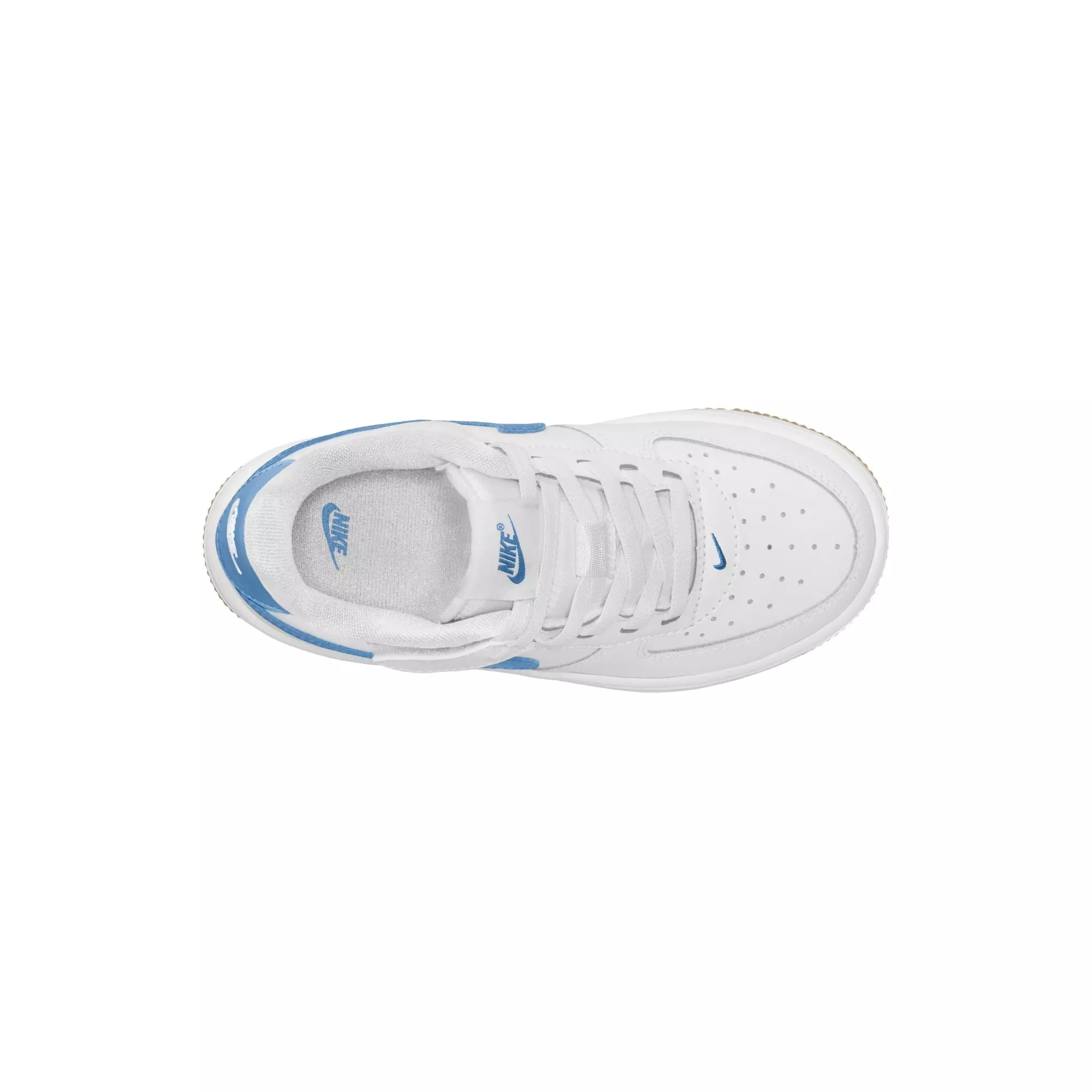 Nike Air Force 1 Low EasyOn "White/Blue Beyond/Gum Light Brown" Preschool Girls' Shoe - WHITE/BLUE
