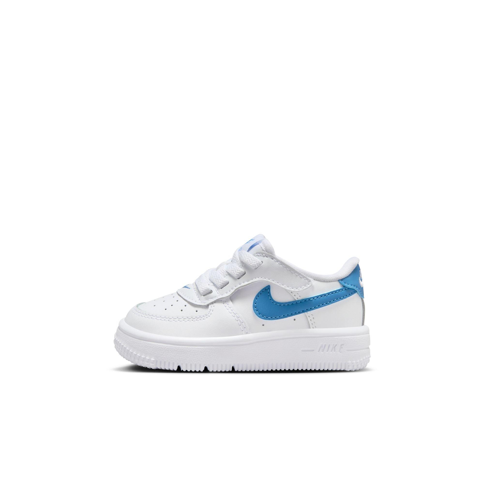 Nike Air Force 1 Low EasyOn Toddler Girls' "White/Beyond Blue/Gum Light Brown" Shoe