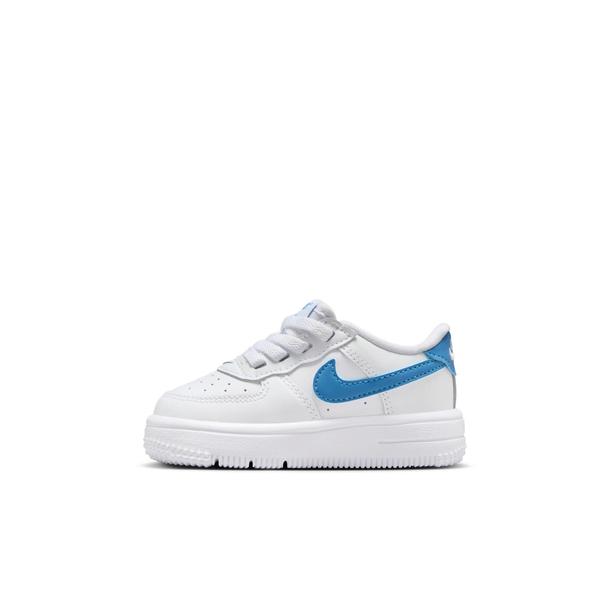Nike Air Force 1 Low EasyOn Toddler Girls' "White/Beyond Blue/Gum Light Brown" Shoe