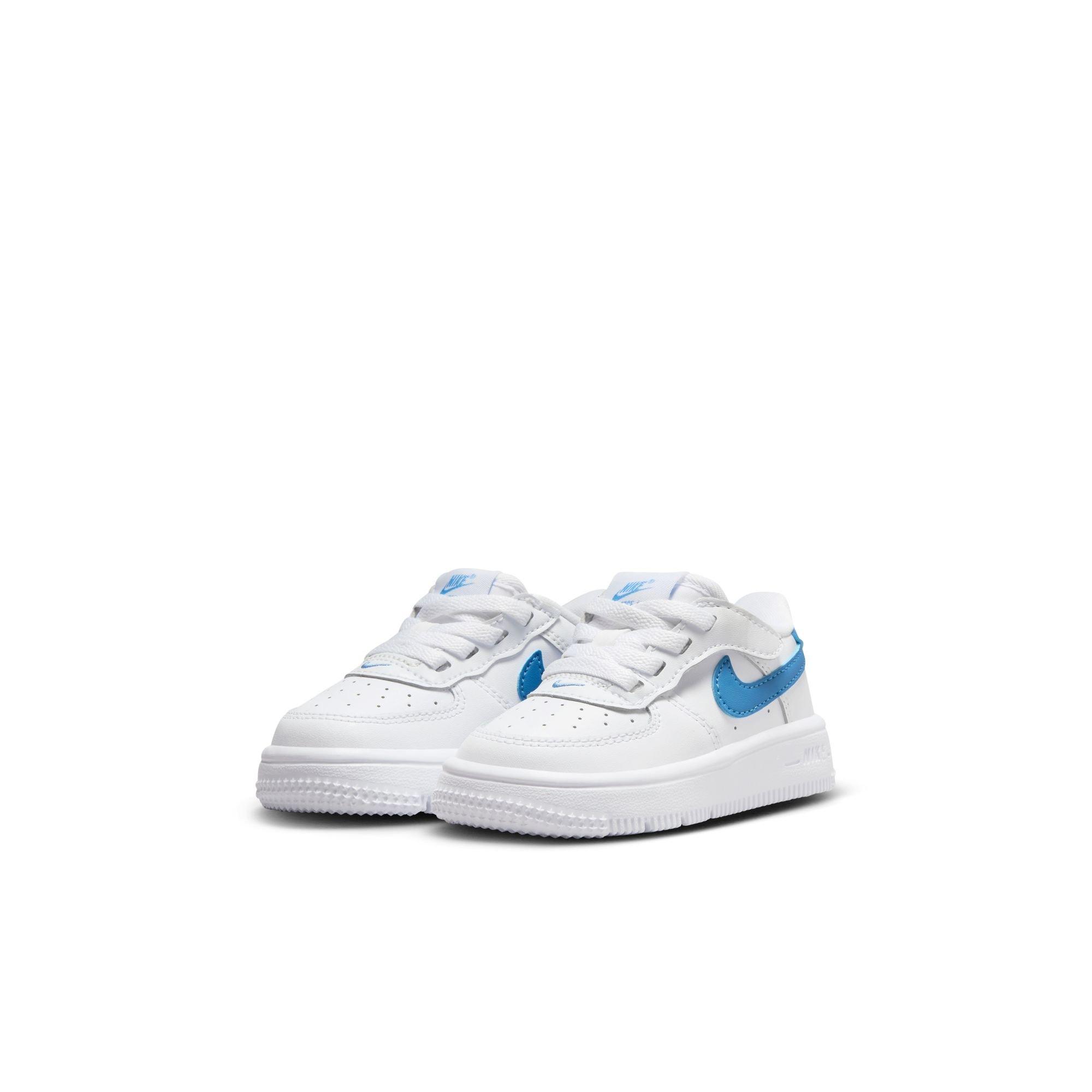 Nike Air Force 1 Low EasyOn Toddler Girls' "White/Beyond Blue/Gum Light Brown" Shoe