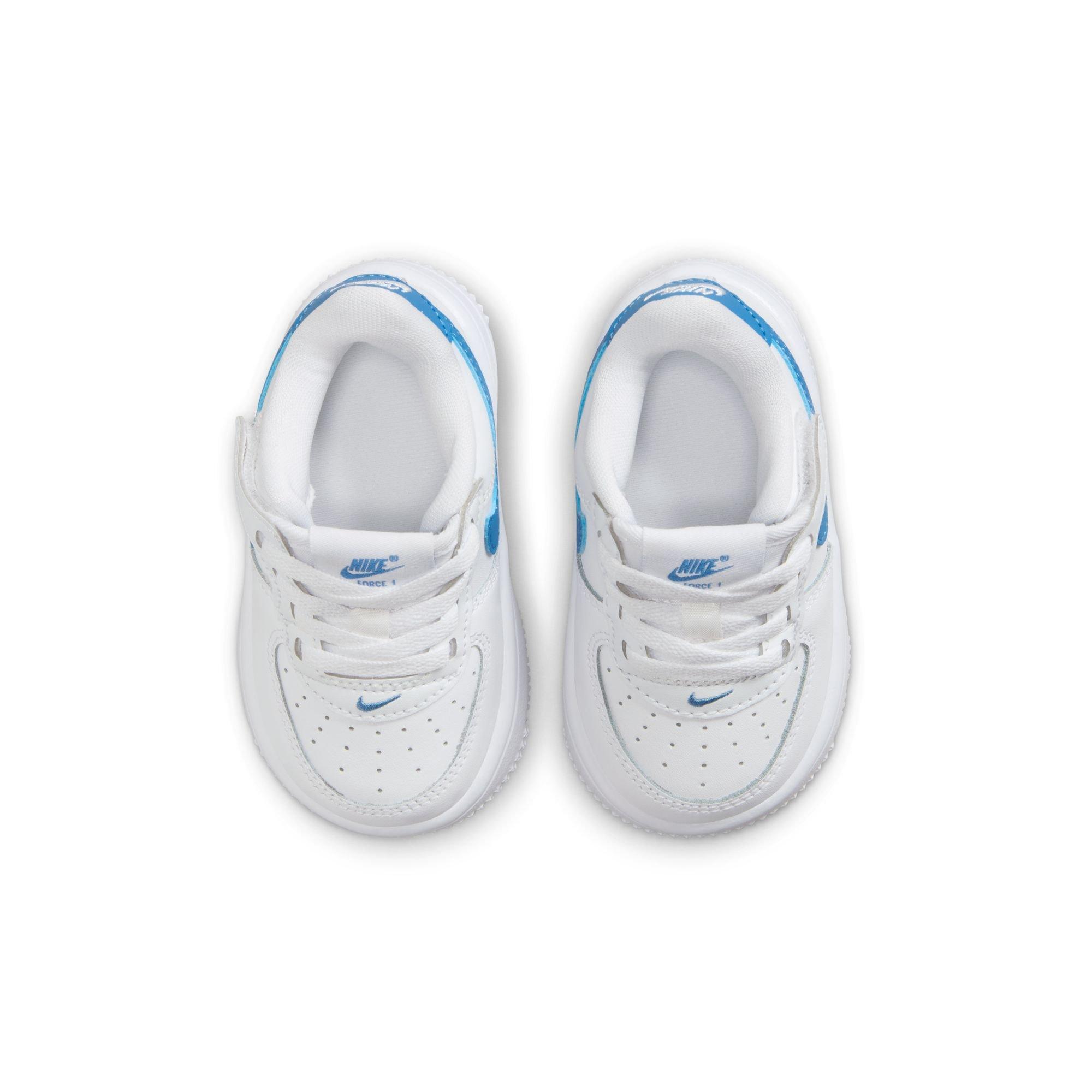 Nike Air Force 1 Low EasyOn Toddler Girls' "White/Beyond Blue/Gum Light Brown" Shoe