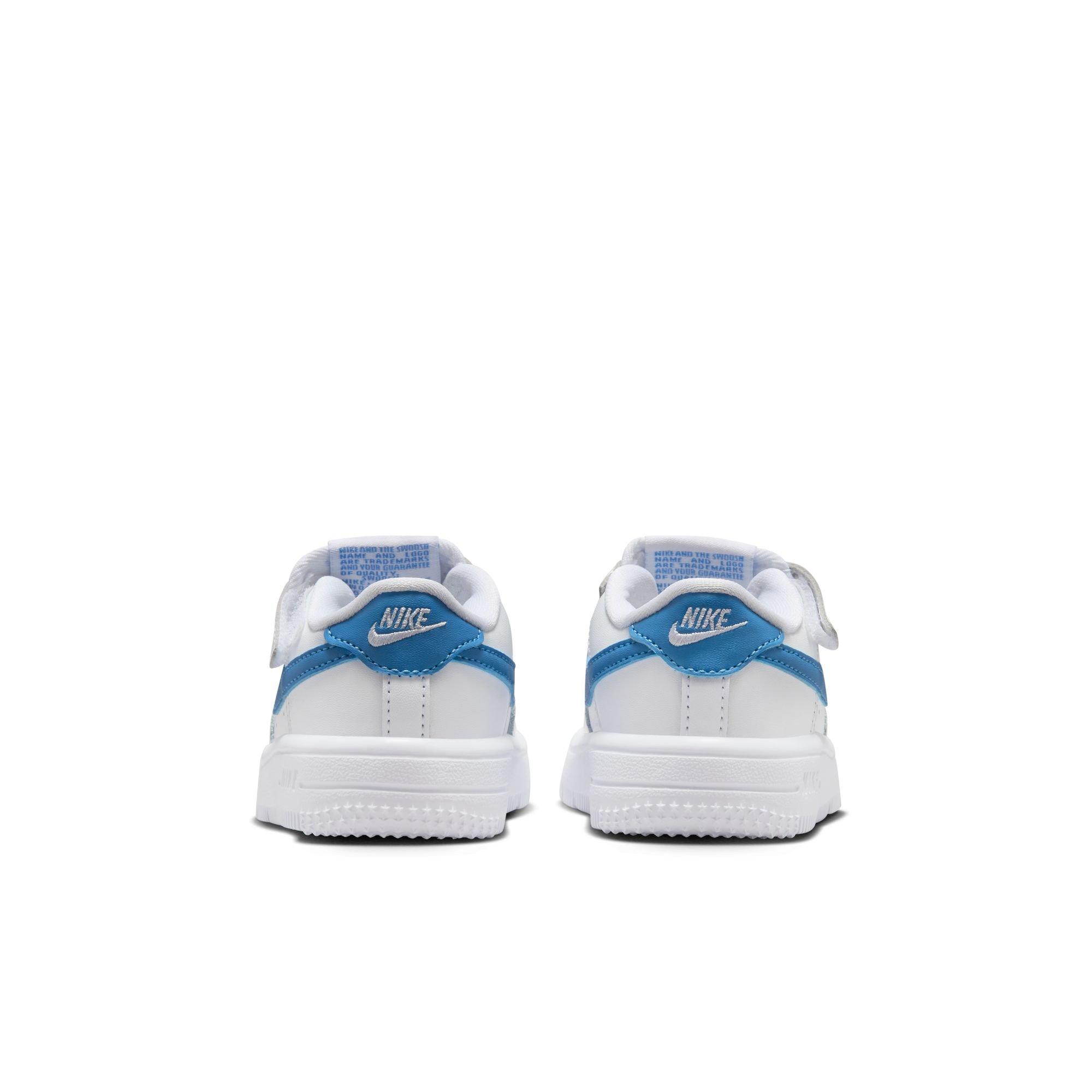 Nike Air Force 1 Low EasyOn Toddler Girls' "White/Beyond Blue/Gum Light Brown" Shoe