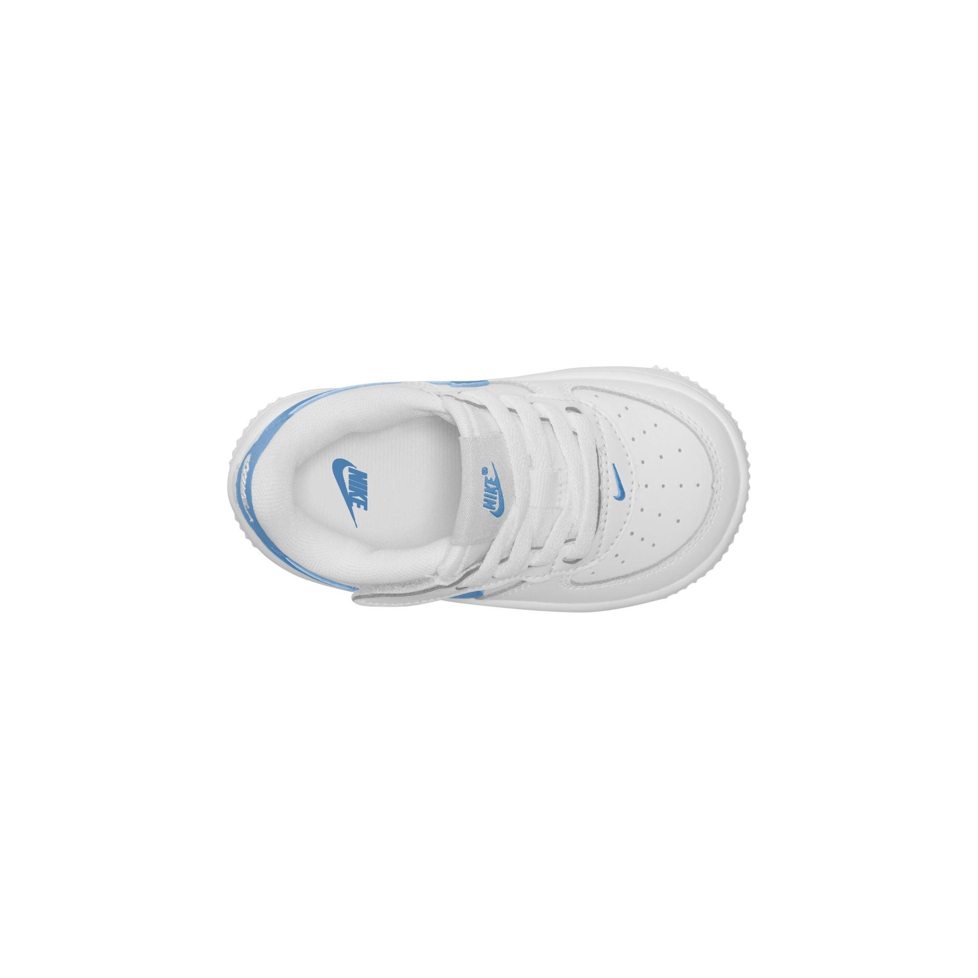 Nike Air Force 1 Low EasyOn Toddler Girls' "White/Beyond Blue/Gum Light Brown" Shoe