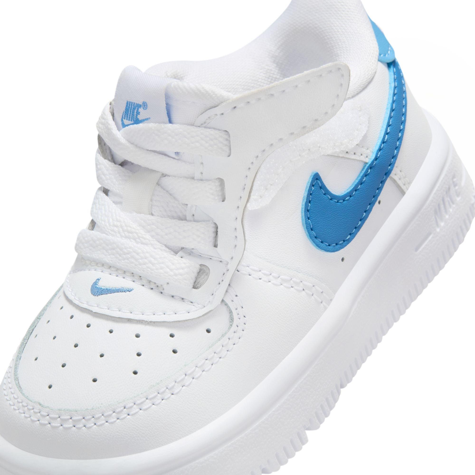 Nike Air Force 1 Low EasyOn Toddler Girls' "White/Beyond Blue/Gum Light Brown" Shoe