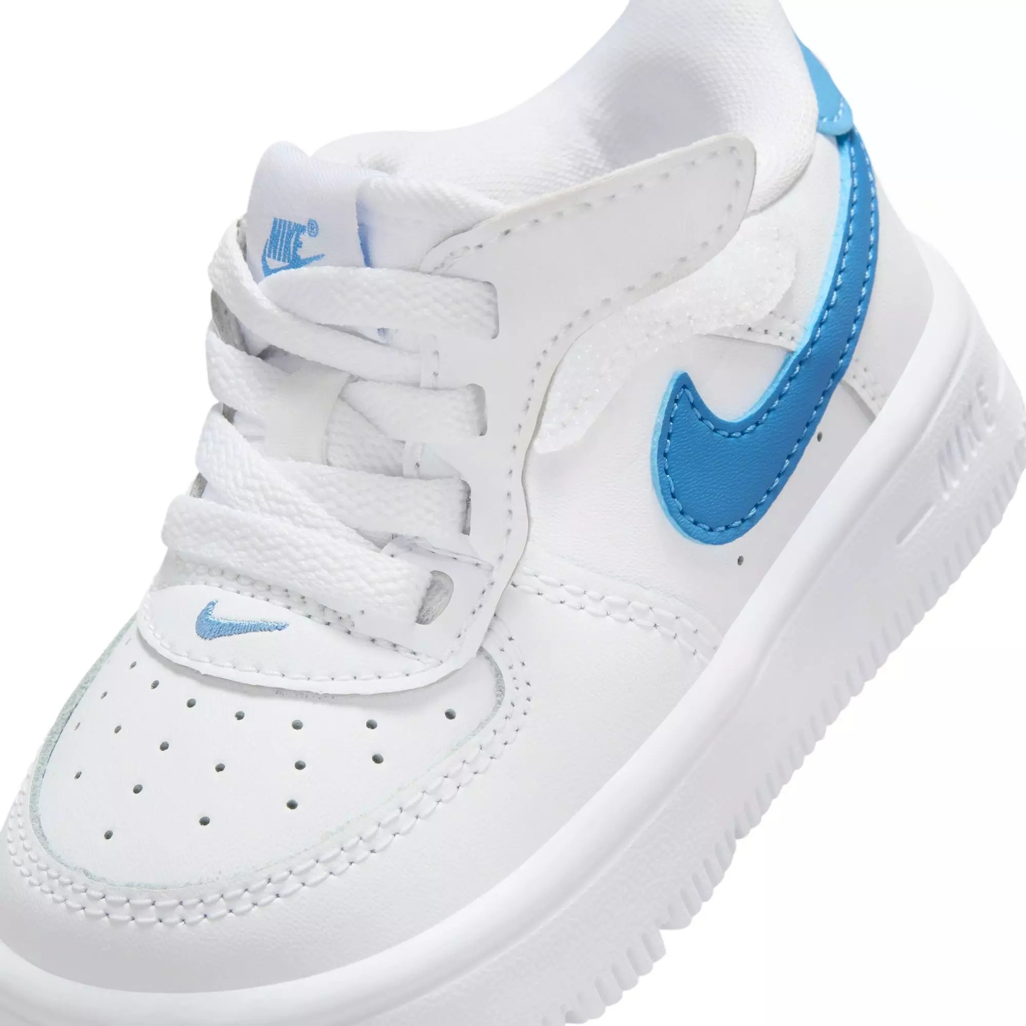 Nike Air Force 1 Low EasyOn "White/Beyond Blue/Gum Light Brown" Toddler Girls' Shoe - WHITE/BLUE