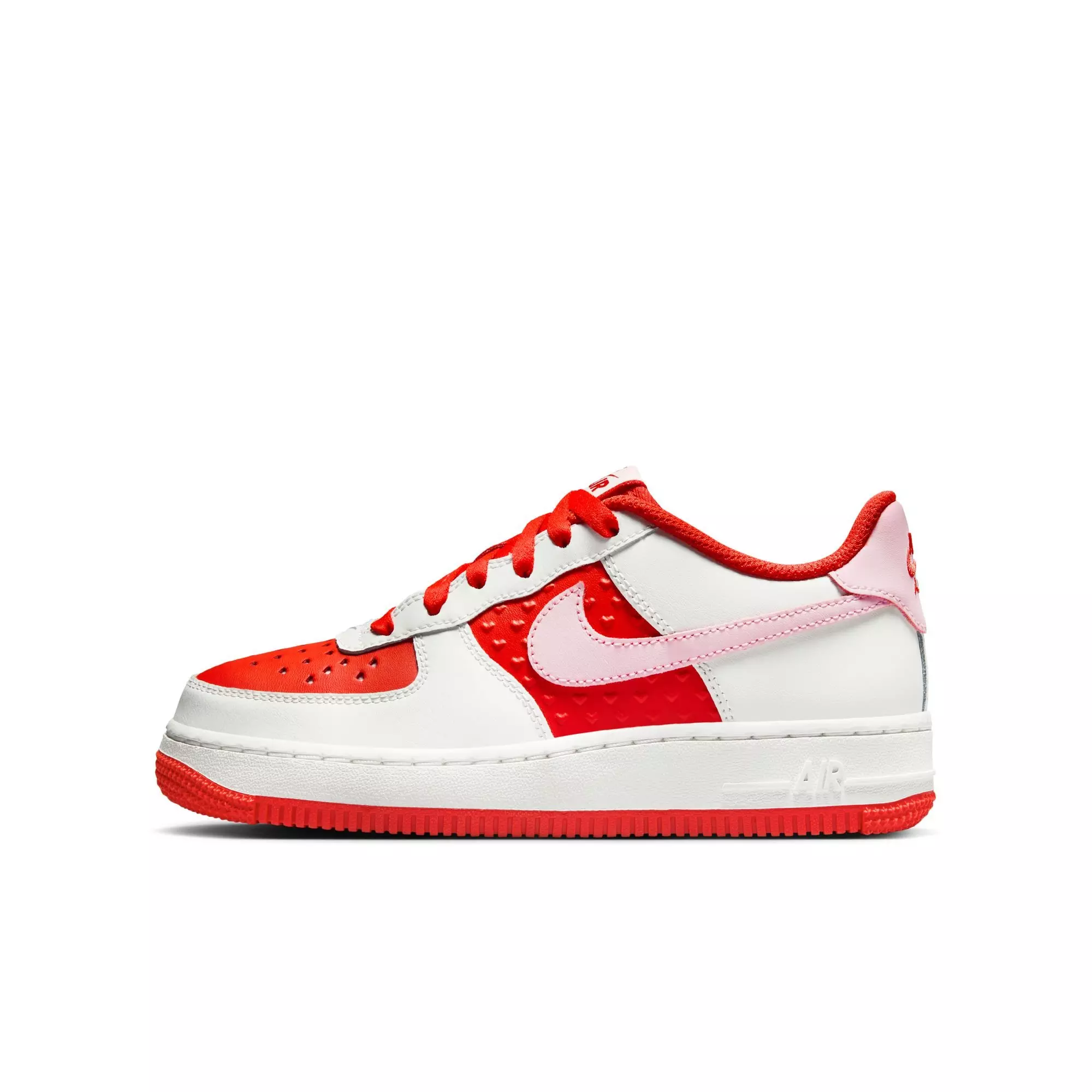 Nike Air Force 1 "Summit White/Pink Foam/Lt Crimson" Grade School Girls' Shoe - RED/WHITE